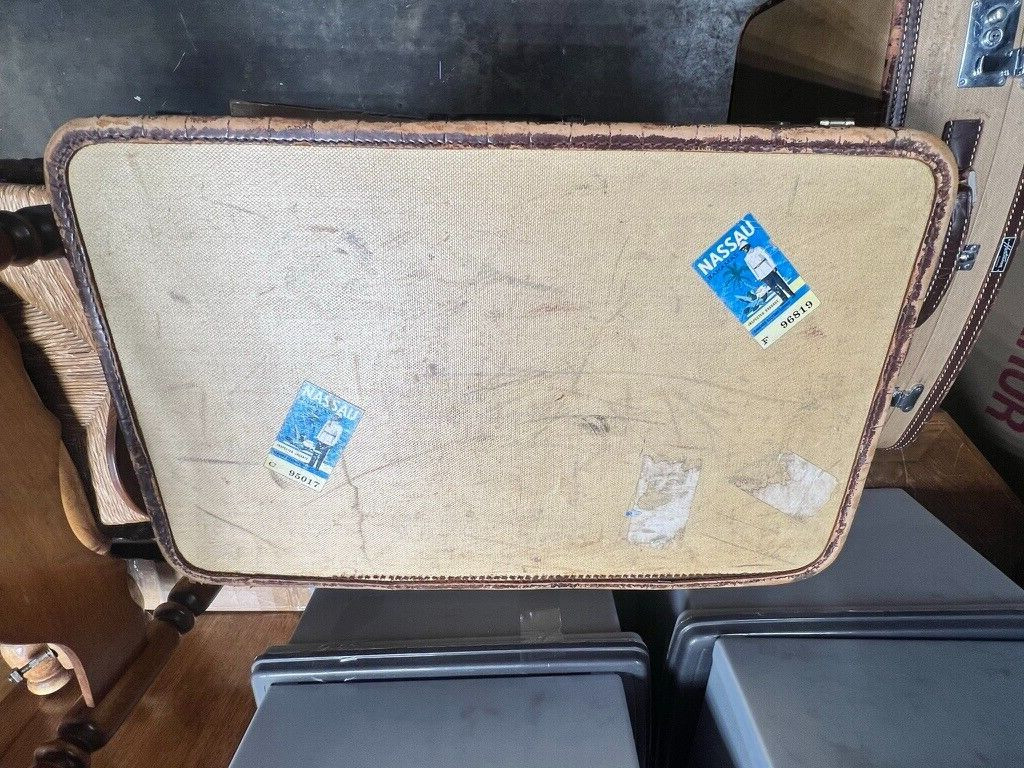 2 – 1940’s Vintage Suite Cases – both with OG travel inspection stickers
