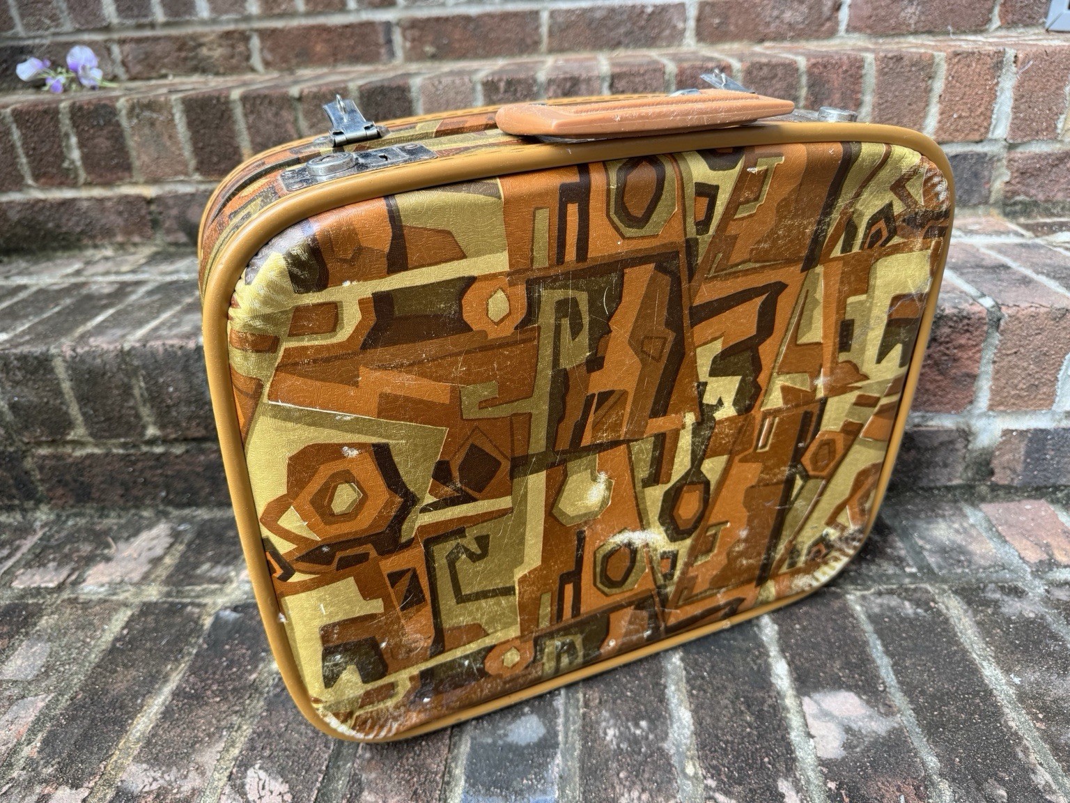 Vintage 1960s Mod Train Case Cosmetic Makeup Suitcase Mid Century Retro