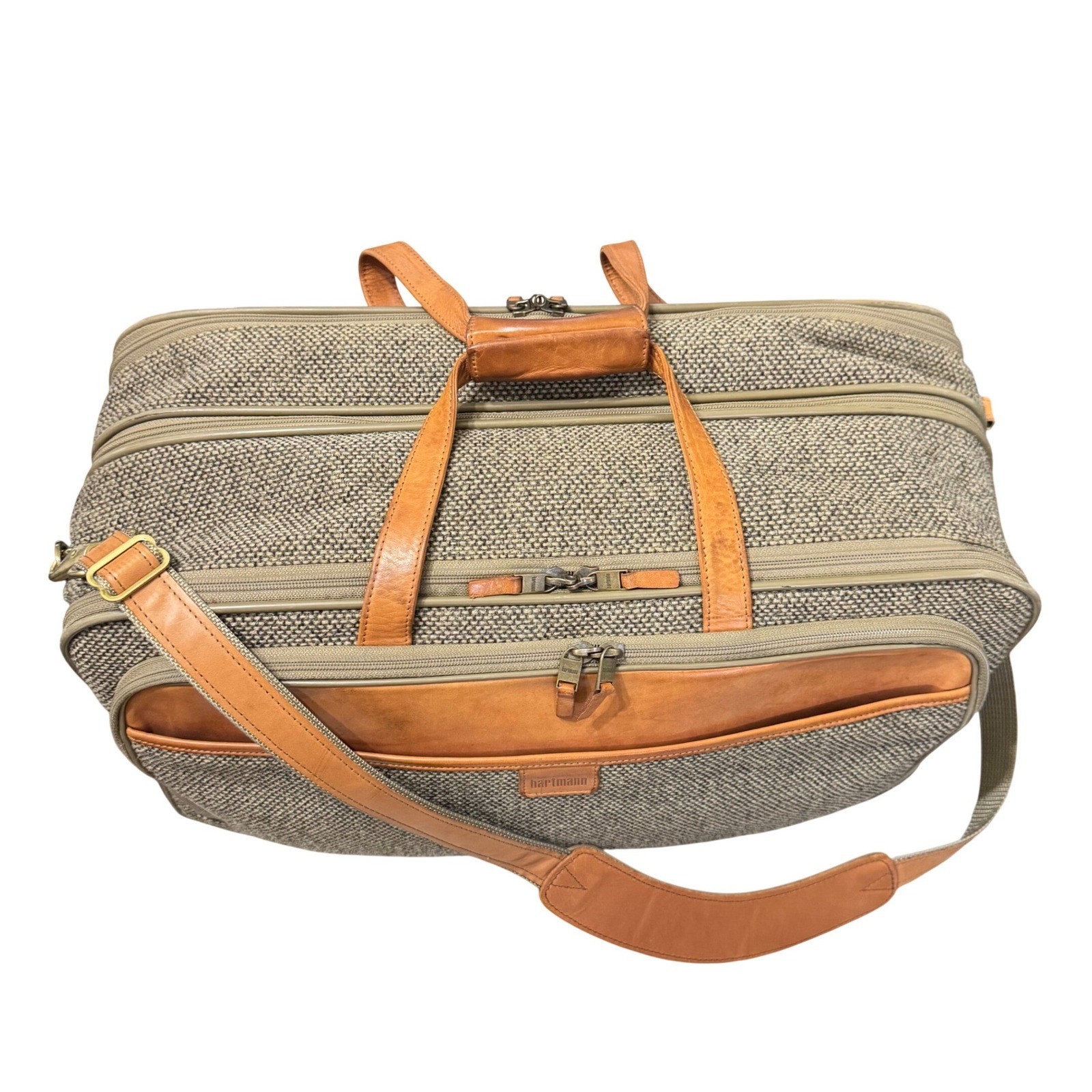 Hartmann Tweed Travel Bag Unisex OS Tan Brown Vintage Belting Leather Carryon