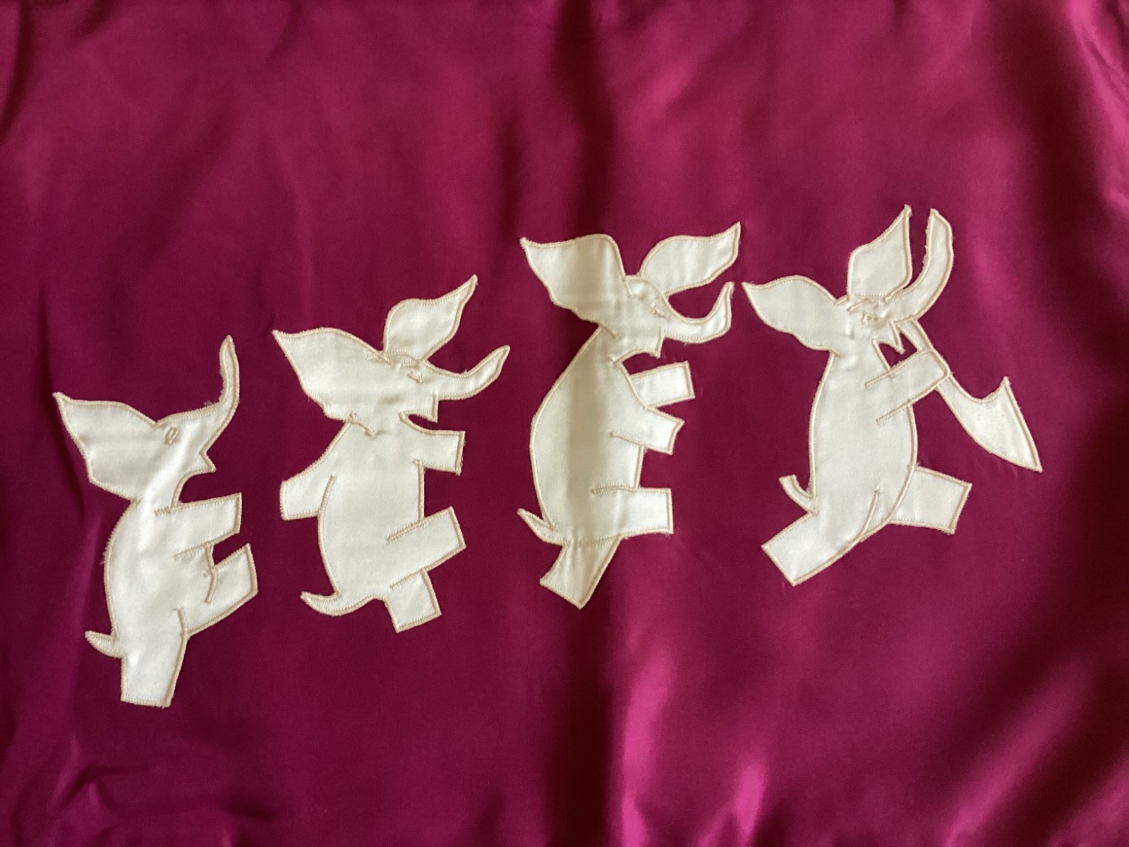 Set of Two Vintage 1940s Lingerie Bags with Elephant Appliqués, Unique & Chic