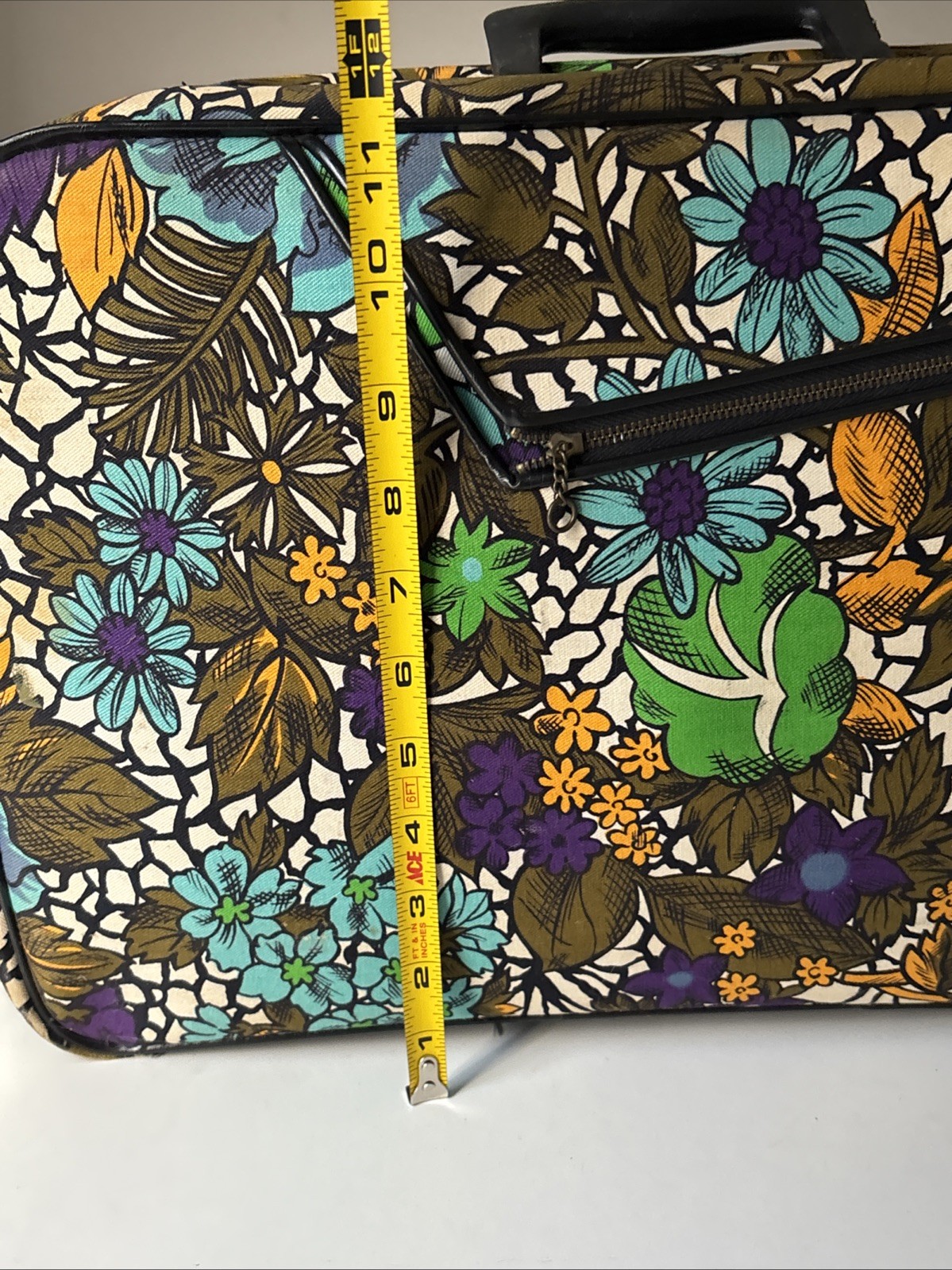 Vtg Bantam Floral Suitcase 70s Mod Canvas Carry On Luggage Flower Power Bag