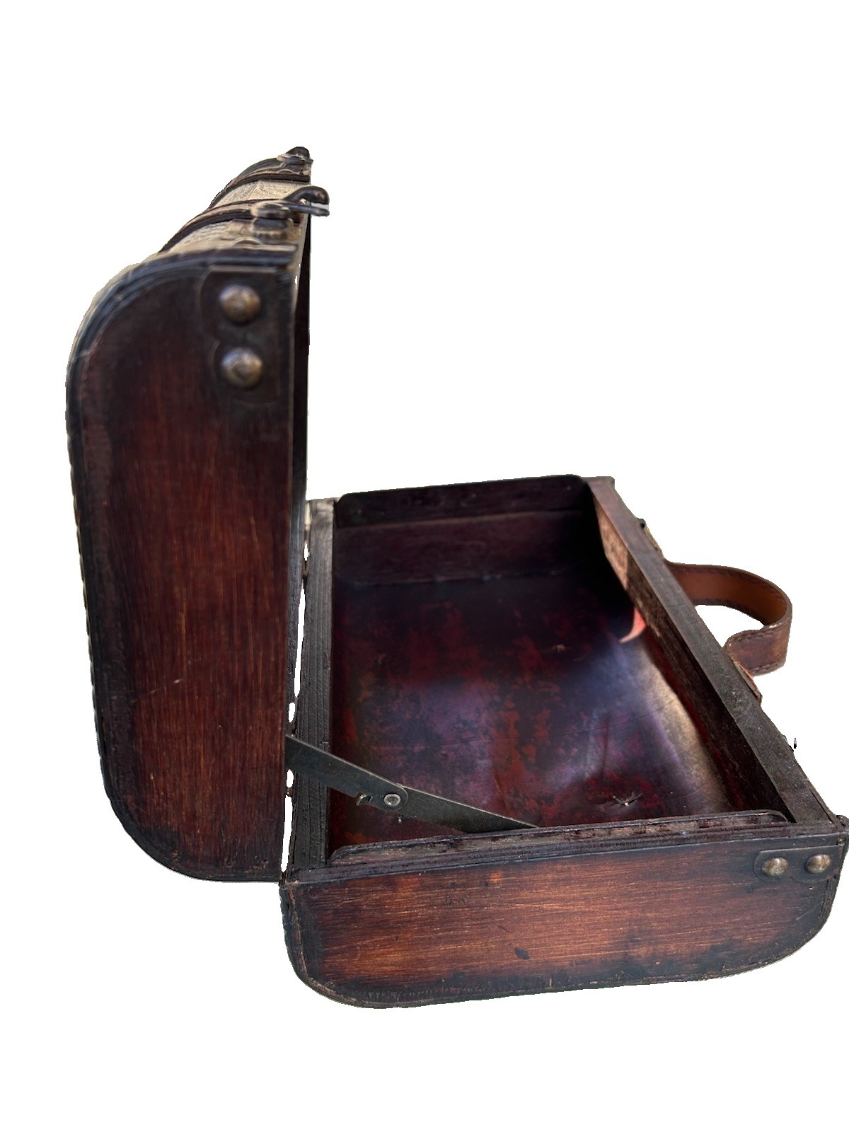 Vintage-Inspired Hard Decorative Suitcase Trunk Wood Faux Leather 12×7 1/2×5