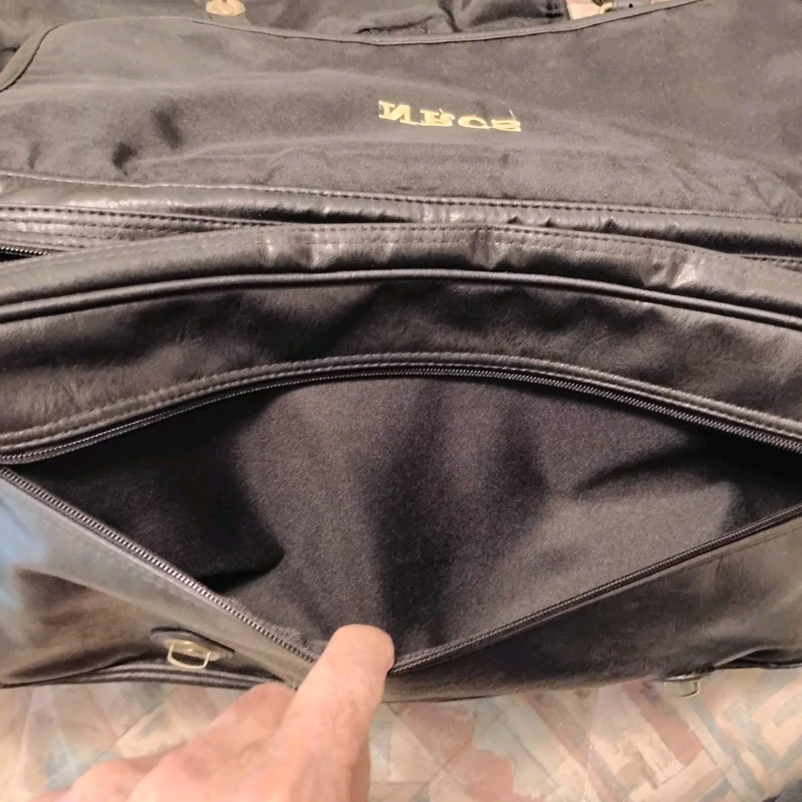 NRCS Embroidered Black Leather Soft Luggage Style #8106 ASI 70649 24″X 13″X12″