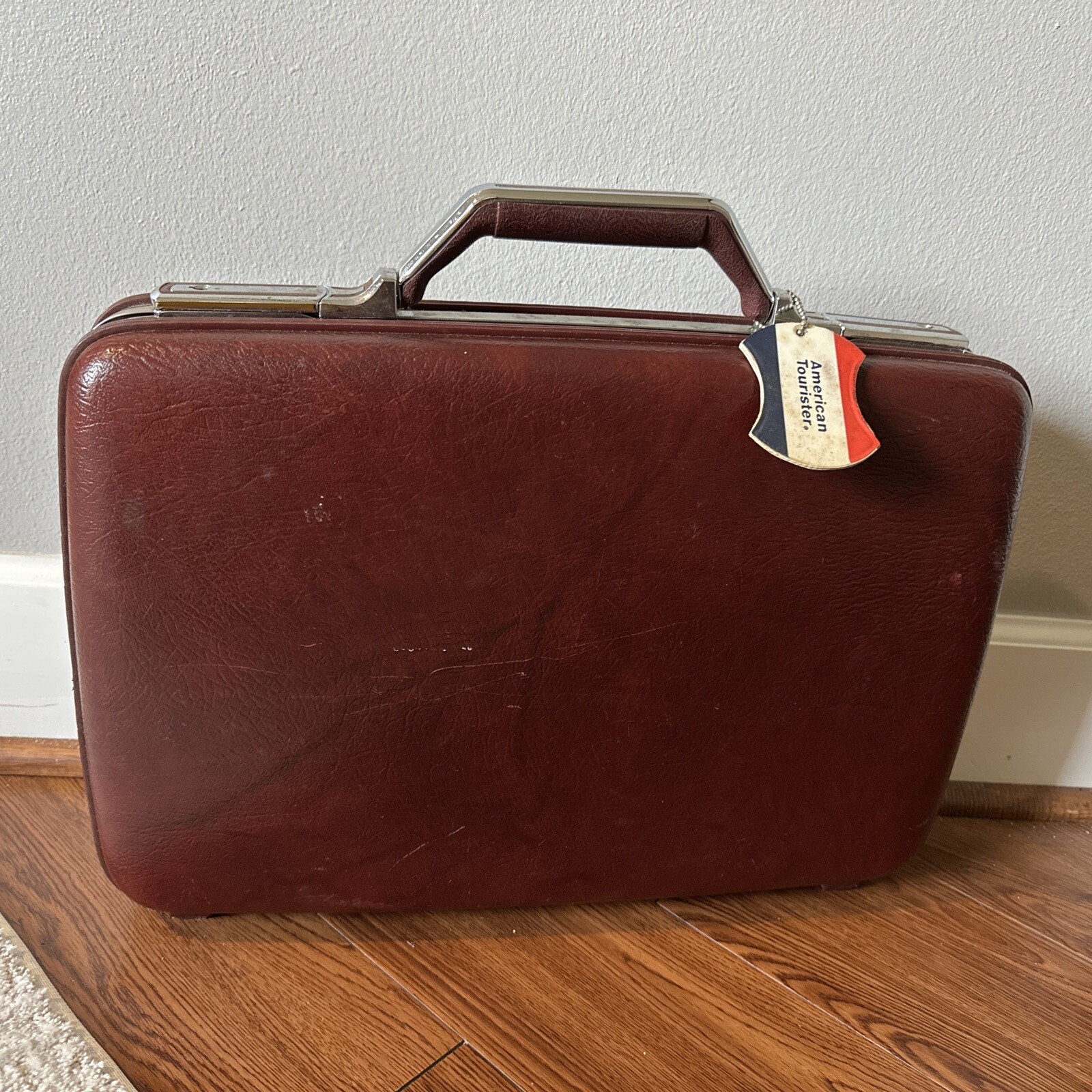 Vintage American Tourister Maroon Patent Leather Hard Shell Briefcase Maroon