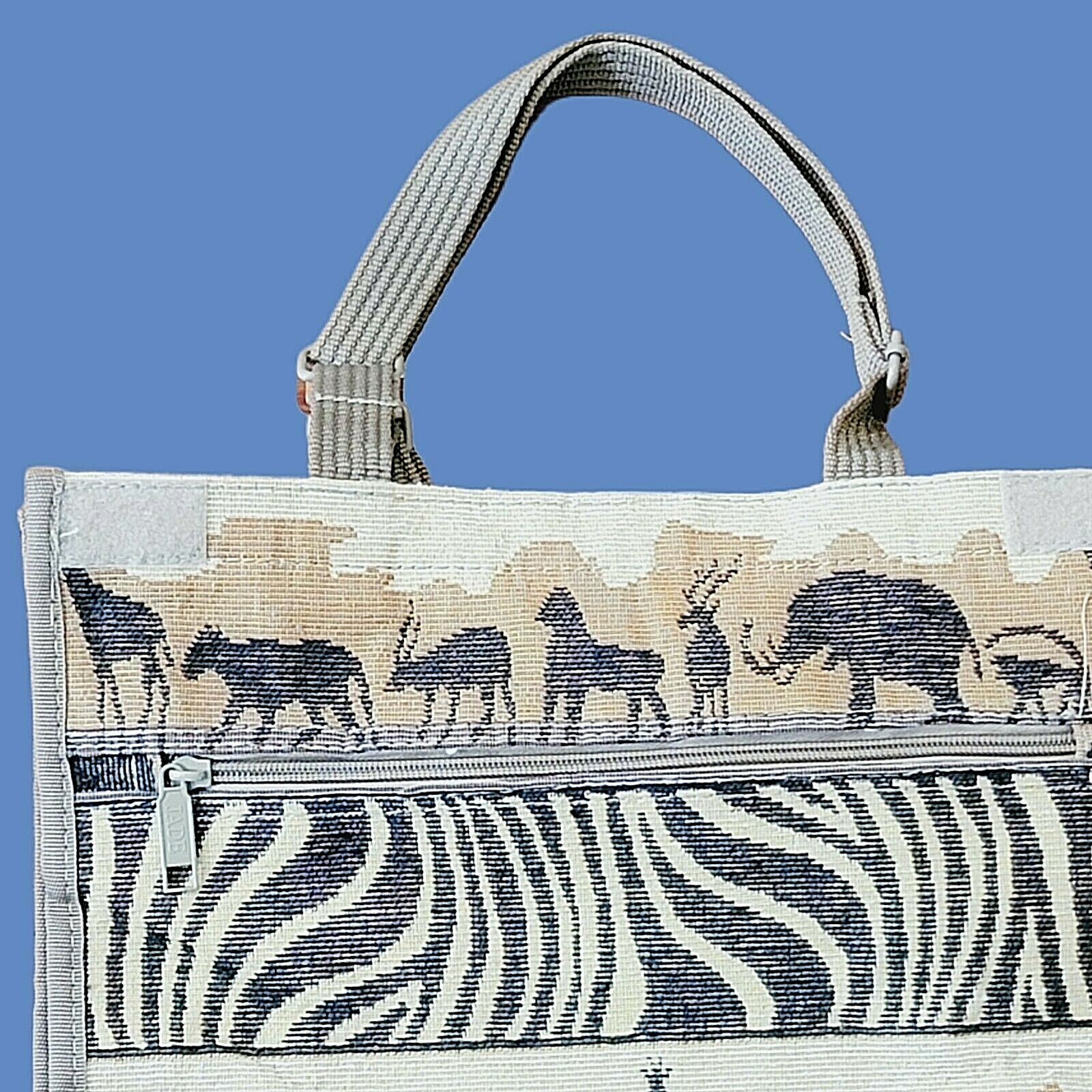 Jade Tapestry African Safari Travel Rolling Tote Bag w/ Wheels AND Shoulder Bag