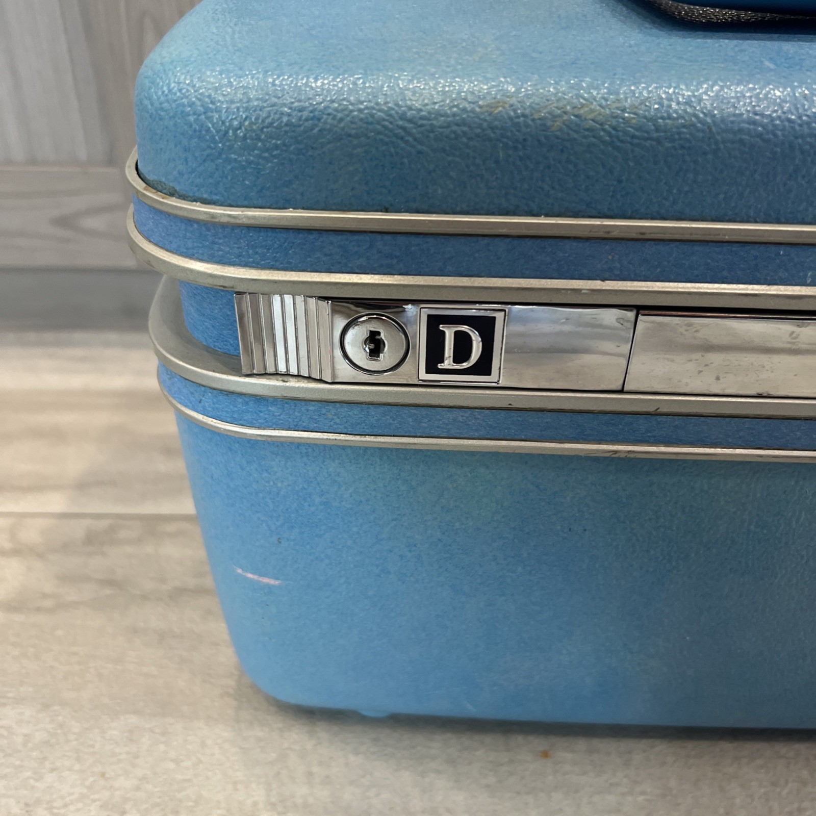 Vintage 60s Blue Samsonite Silhouette TRAIN CASE Luggage Suitcase W Mirror