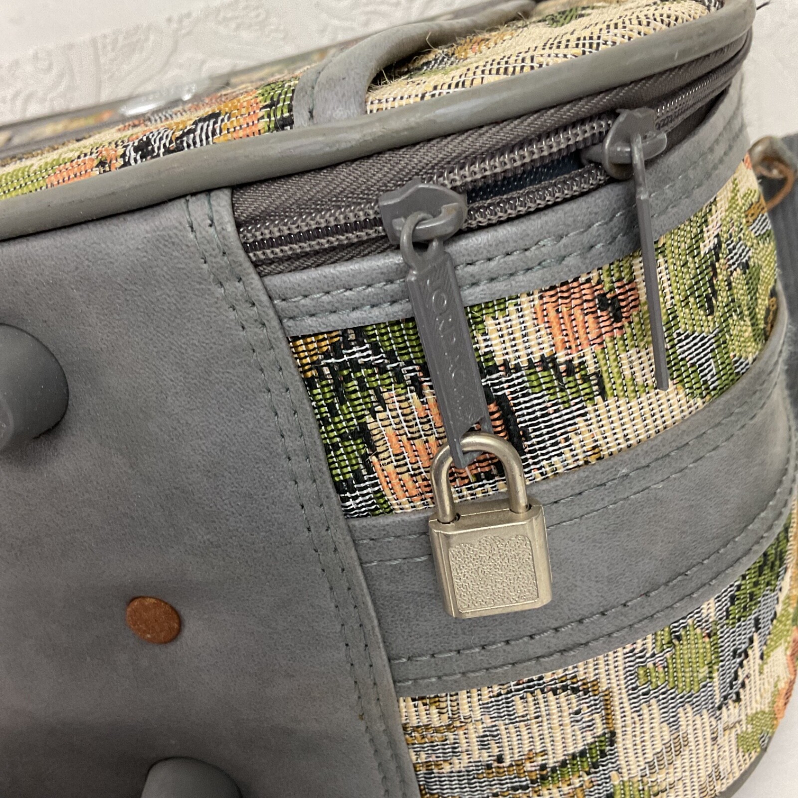 Vintage Jordache floral tapestry carry on suitcase travel bag luggage