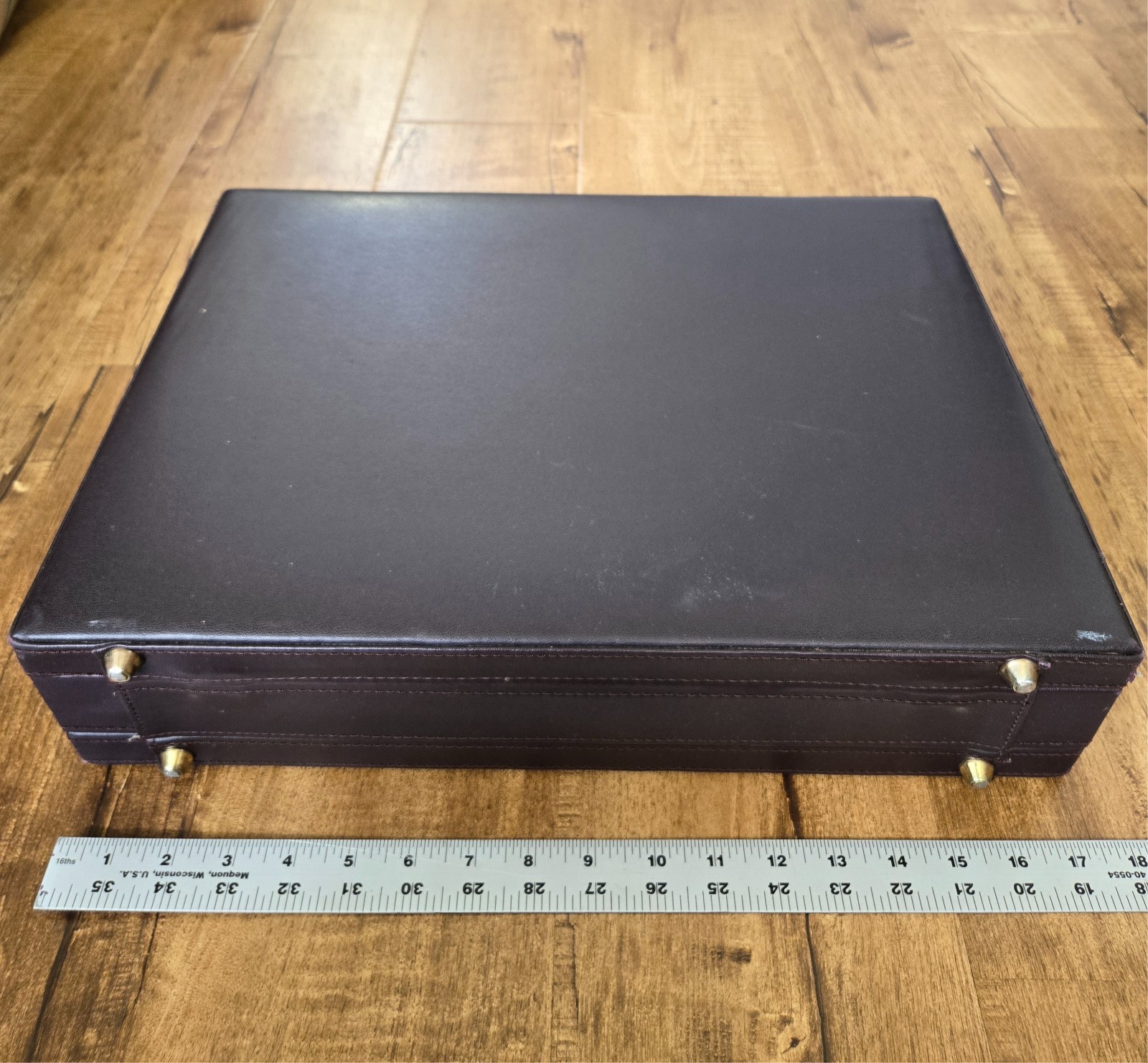 Vintage Briefcase Hard Shell Brown Leather/Faux Leather Material Unlocked