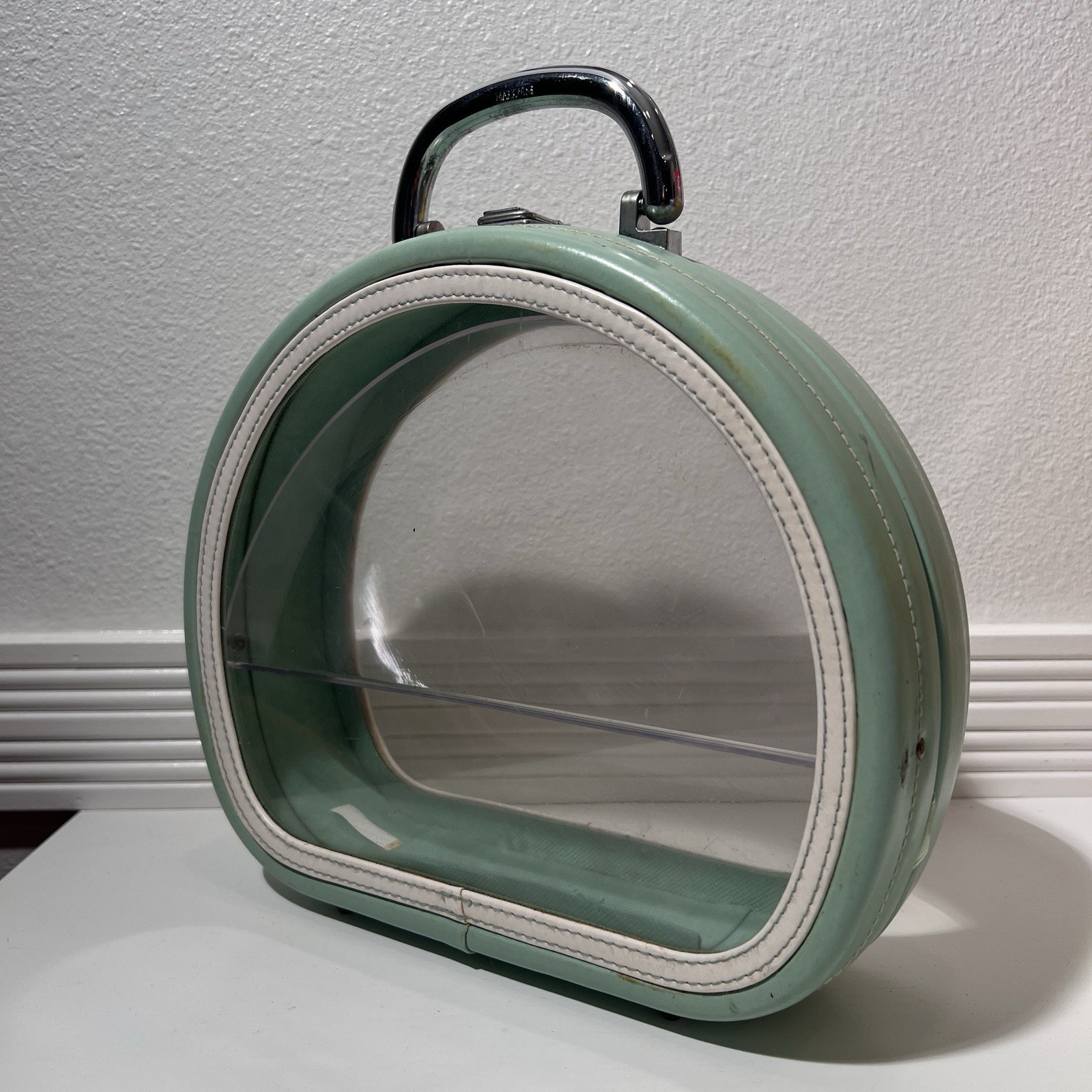 RARE MCM Clear Display Case Train Vanity 1950s Atomic Vintage Green Travel