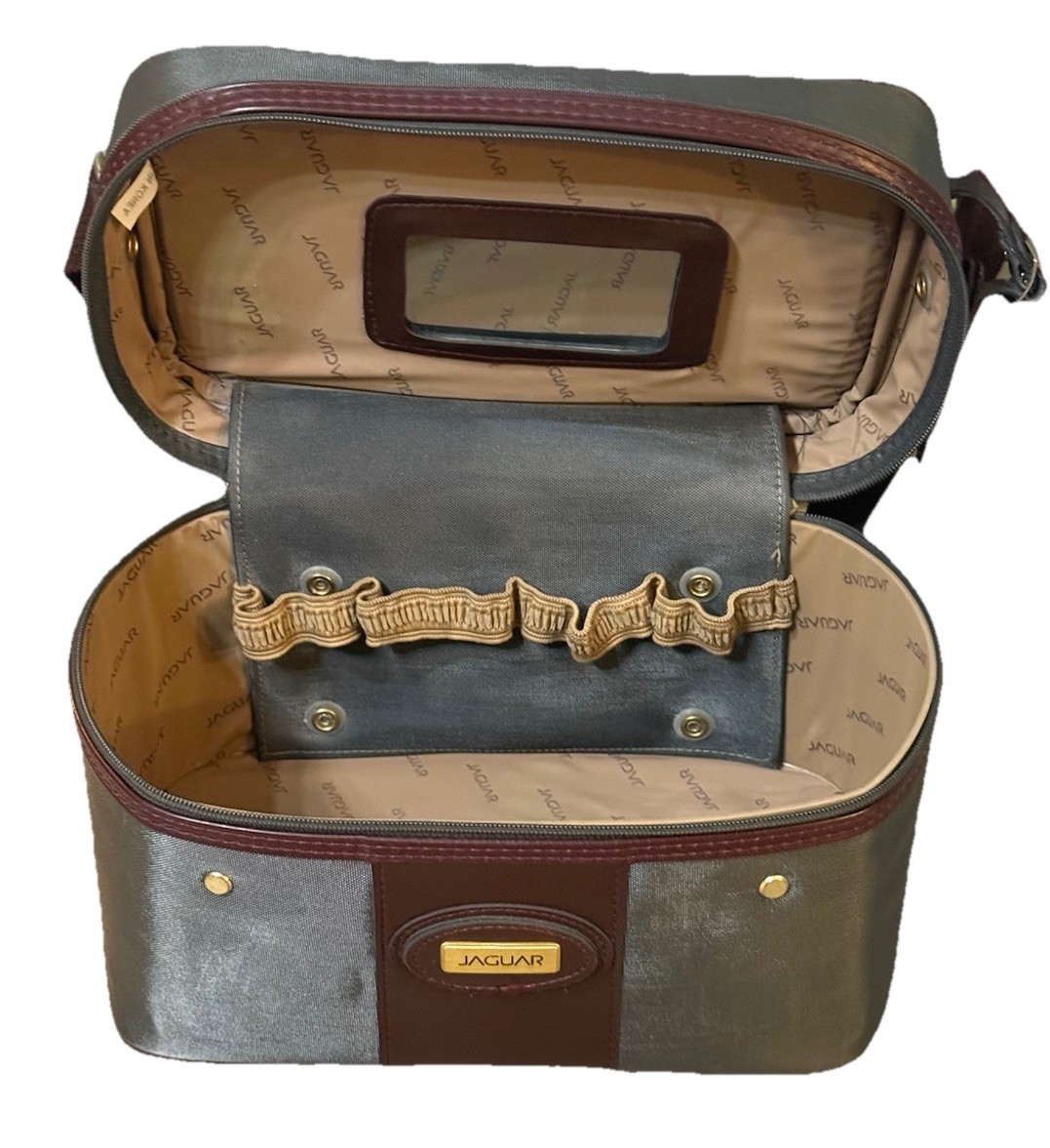 Vintage Jaguar Train Case Cosmetic Bag