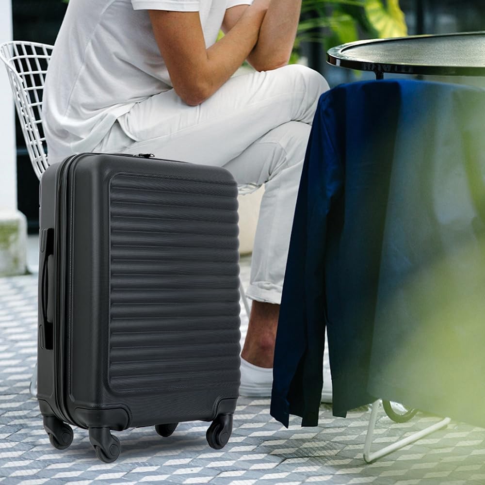 Travelhouse Hardside Luggage 20in Carry-On Spinner Suitcase Lightweight Black Un