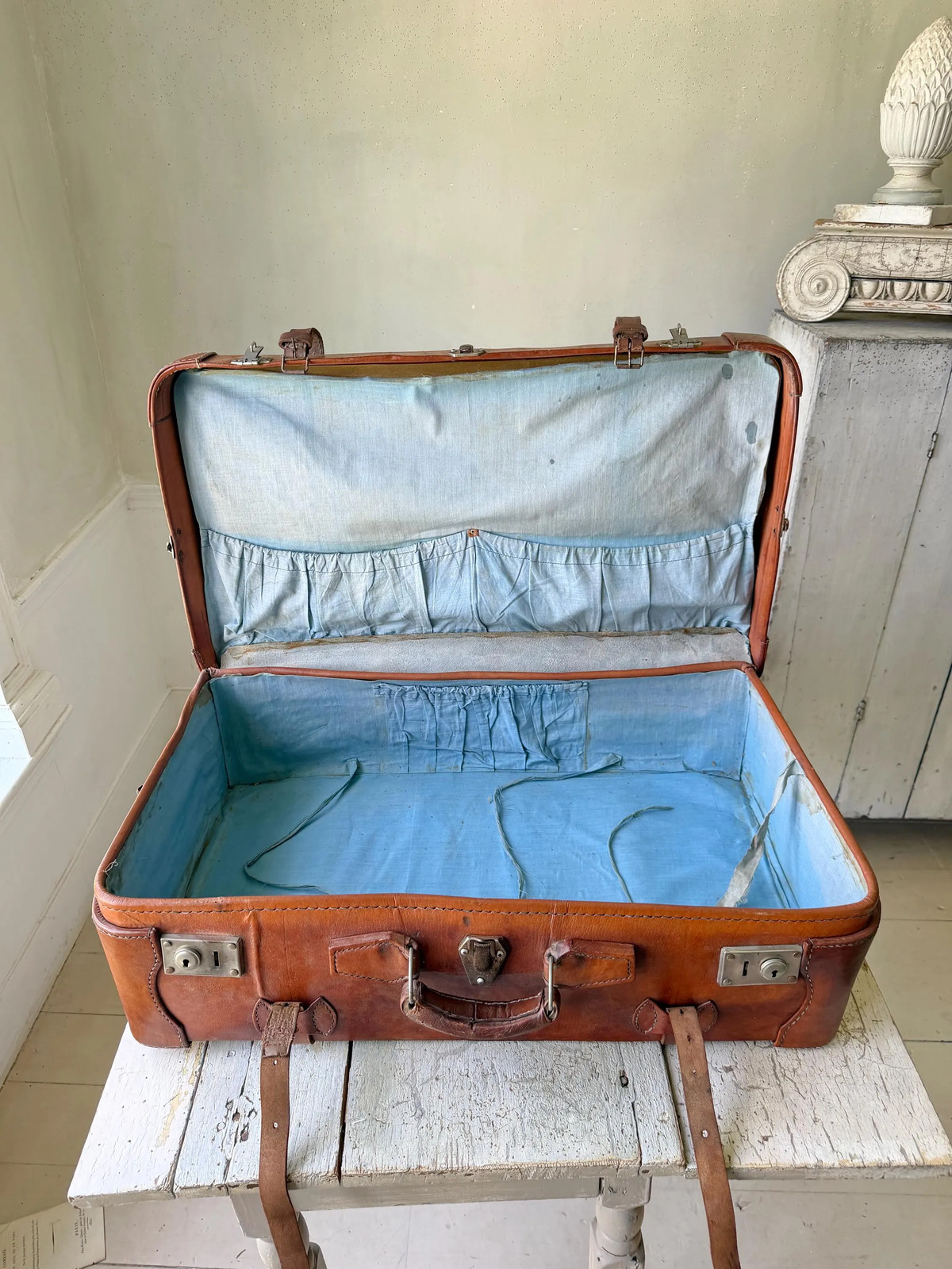 RARE Vintage French Leather Suitcase General Jacques Humbert Luggage WWII Milit