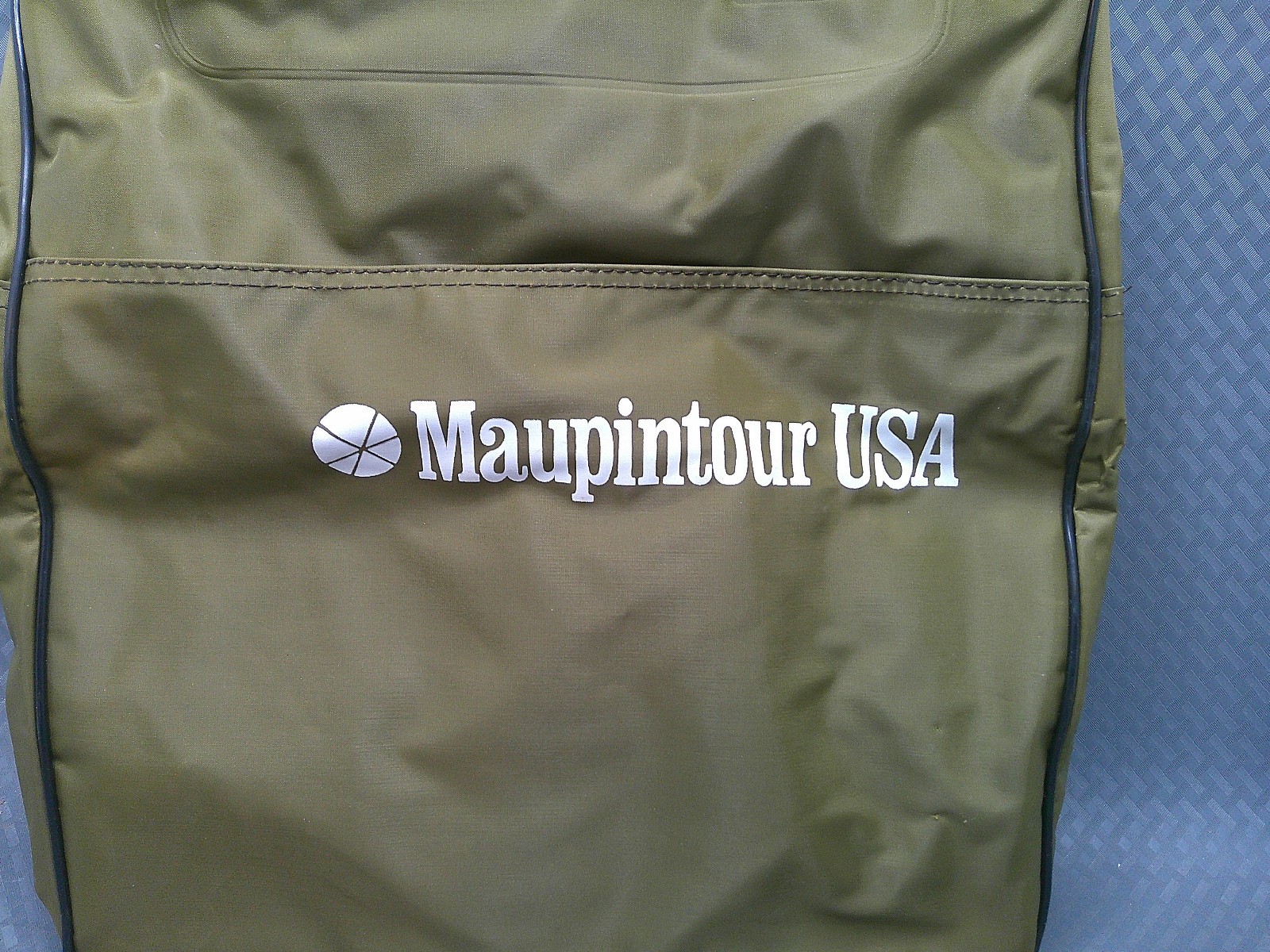 Vintage Maupintour USA Air-Tex Travel Bag Khaki Green Straps Zippered 14x13x7