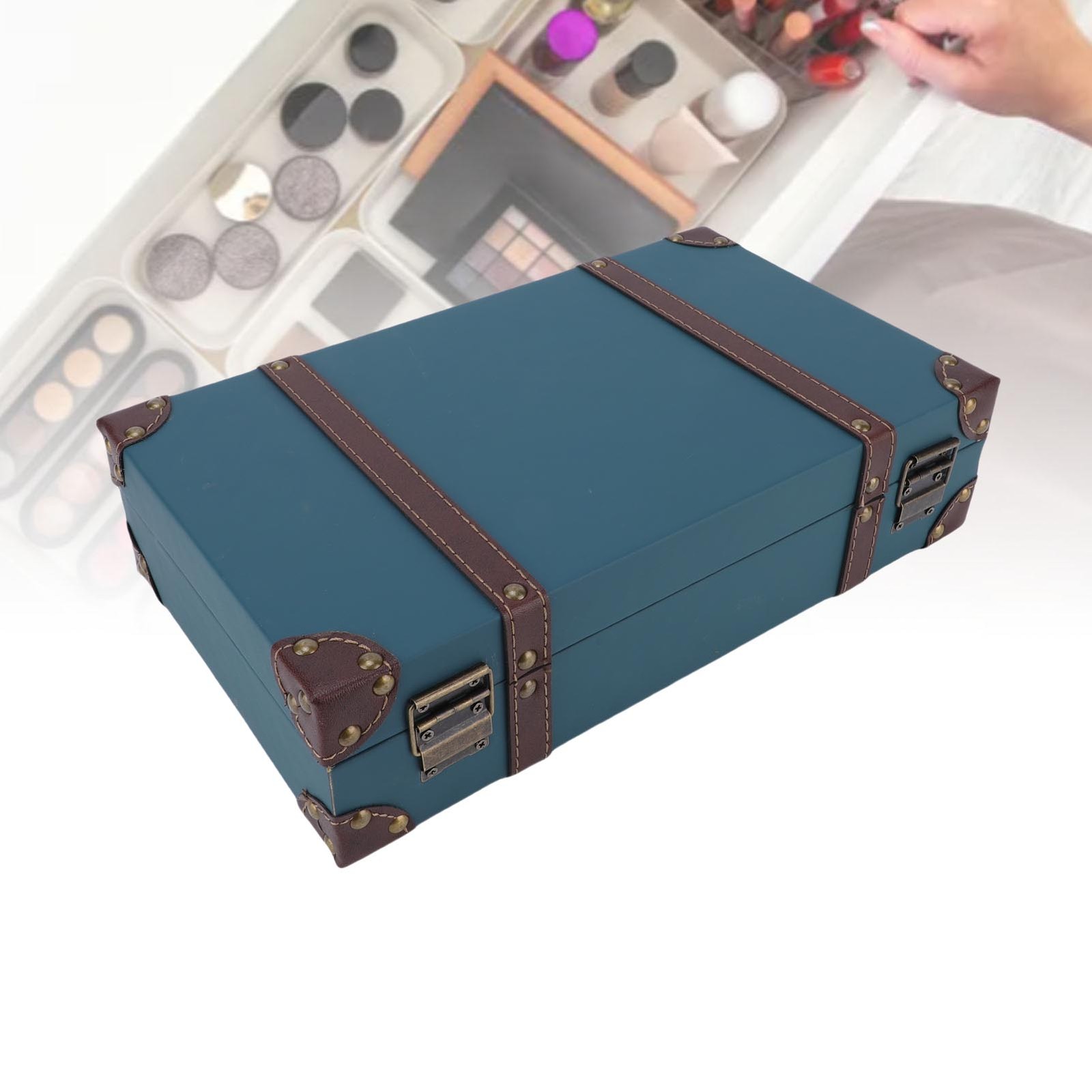 Vintage Suitcase Industrial Style Composite Wood PU Leather Storage Trunk For St