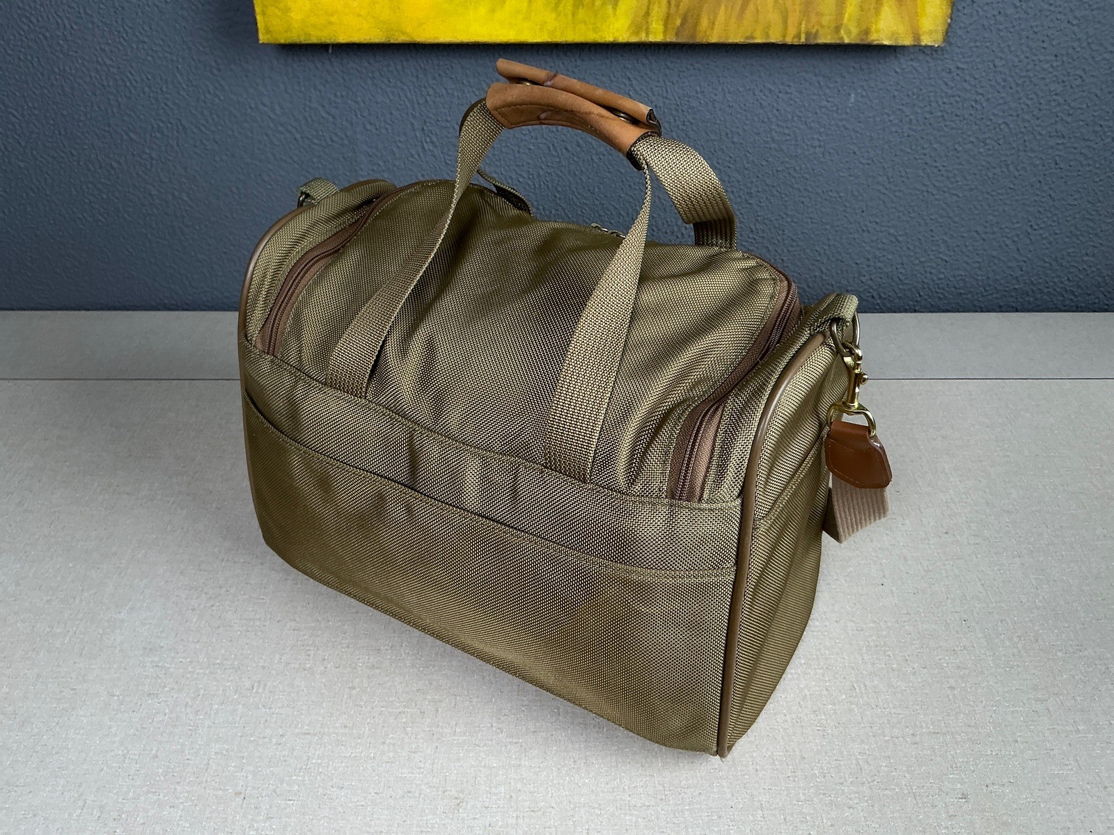 Vintage Hartmann Luggage Nylon & Leather Cosmetic Case Duffle Shoulder Bag