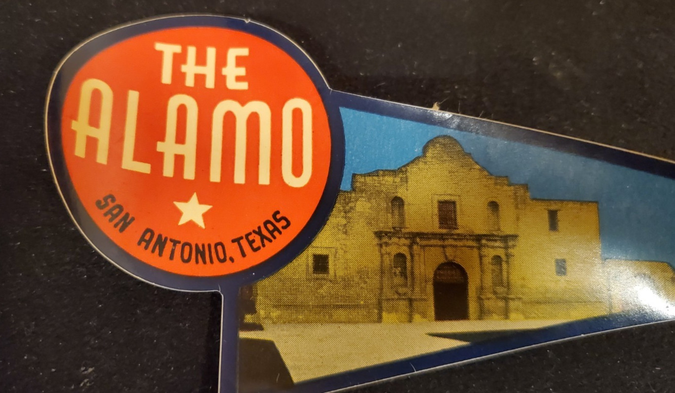 Vintage The Alamo San Antonio Texas window/suitcase decal (File #5)