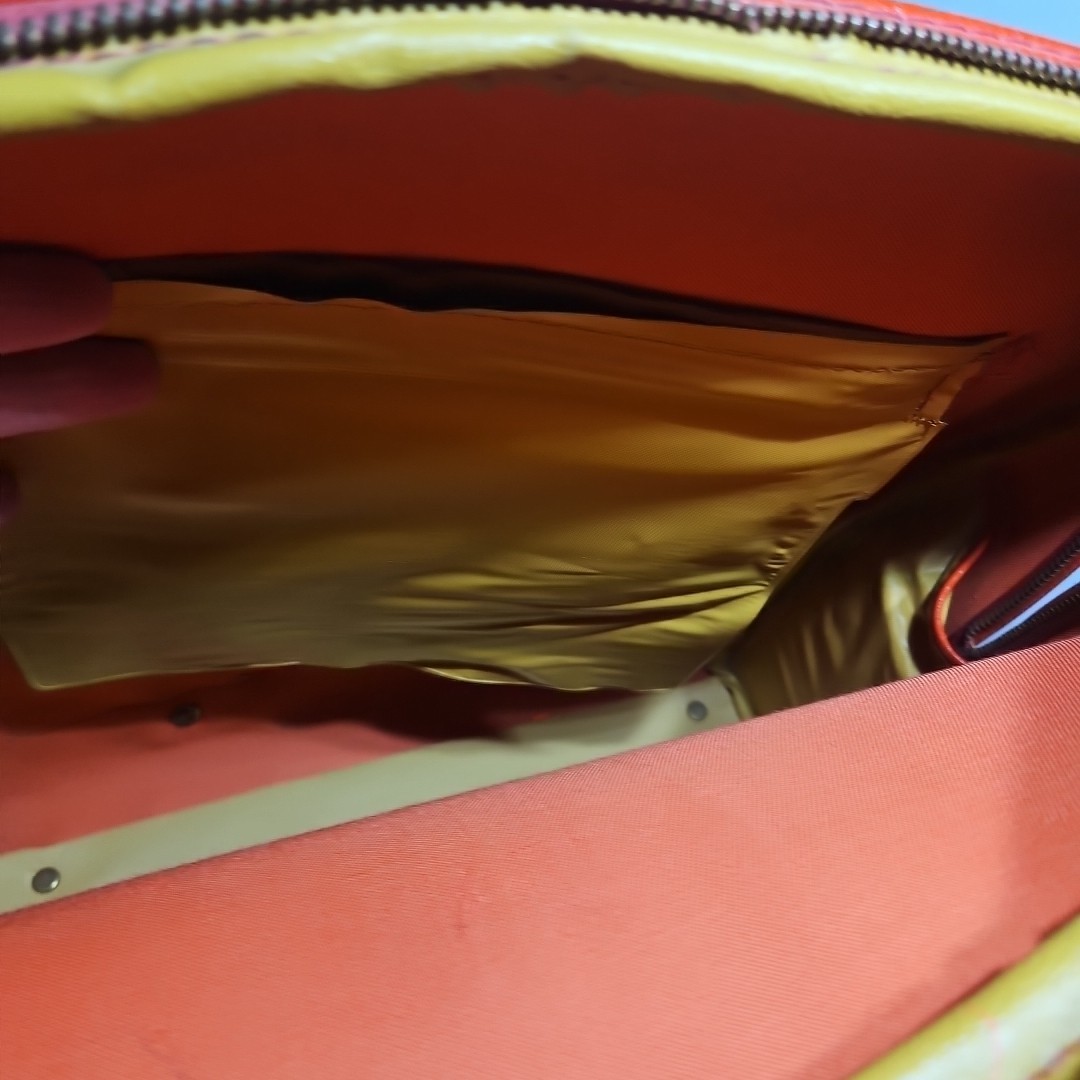 CREST LOCK CO. Inc ORANGE/RED Small Luggage Vintage Bag With Key