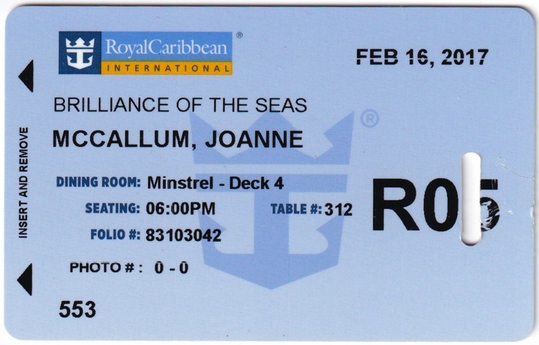 Royal Caribbean Cruise Line Collectible Room Keys – ‘Brilliance’ *Free Shipping