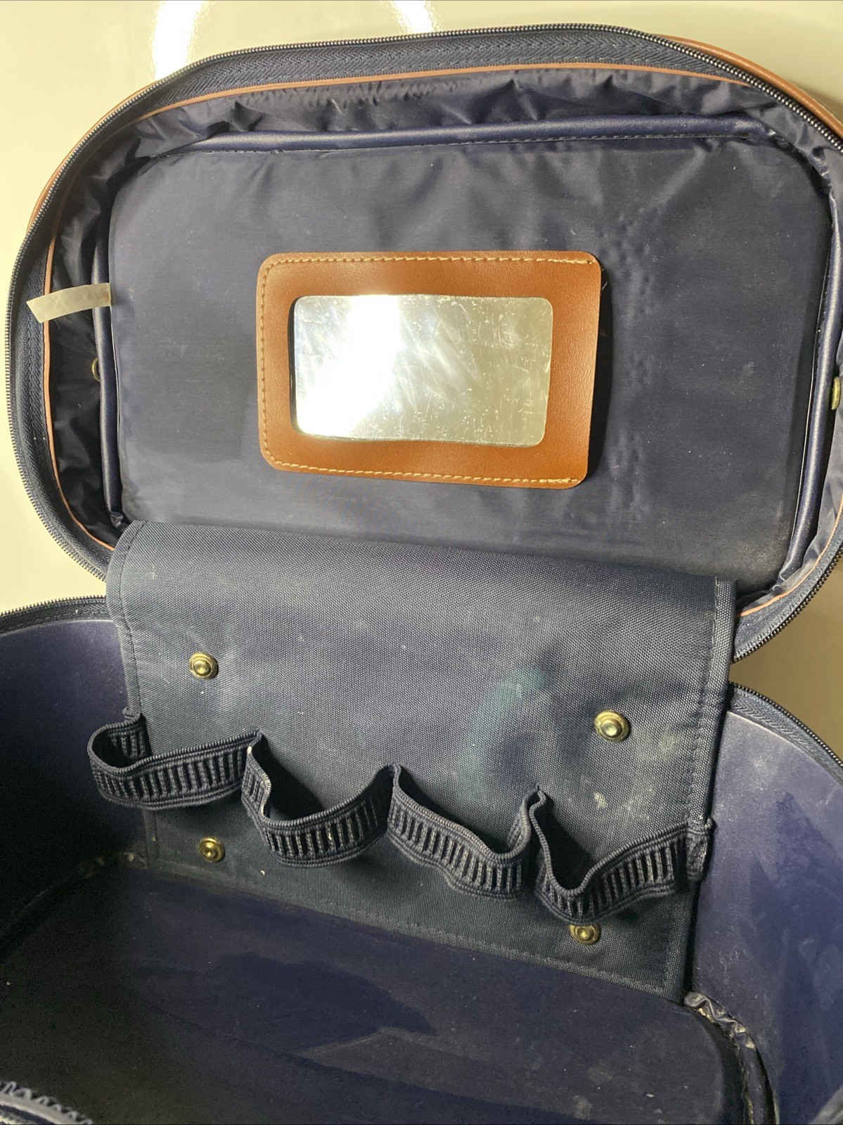 Vintage Jaguar Travel/storage Bag. Navy Blue With Leather Trim