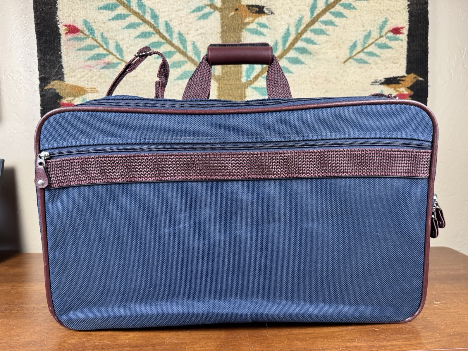 Vintage Samsonite Silhouette 4 Blue Burgundy Briefcase Travel Bag 1987 w/ Lock