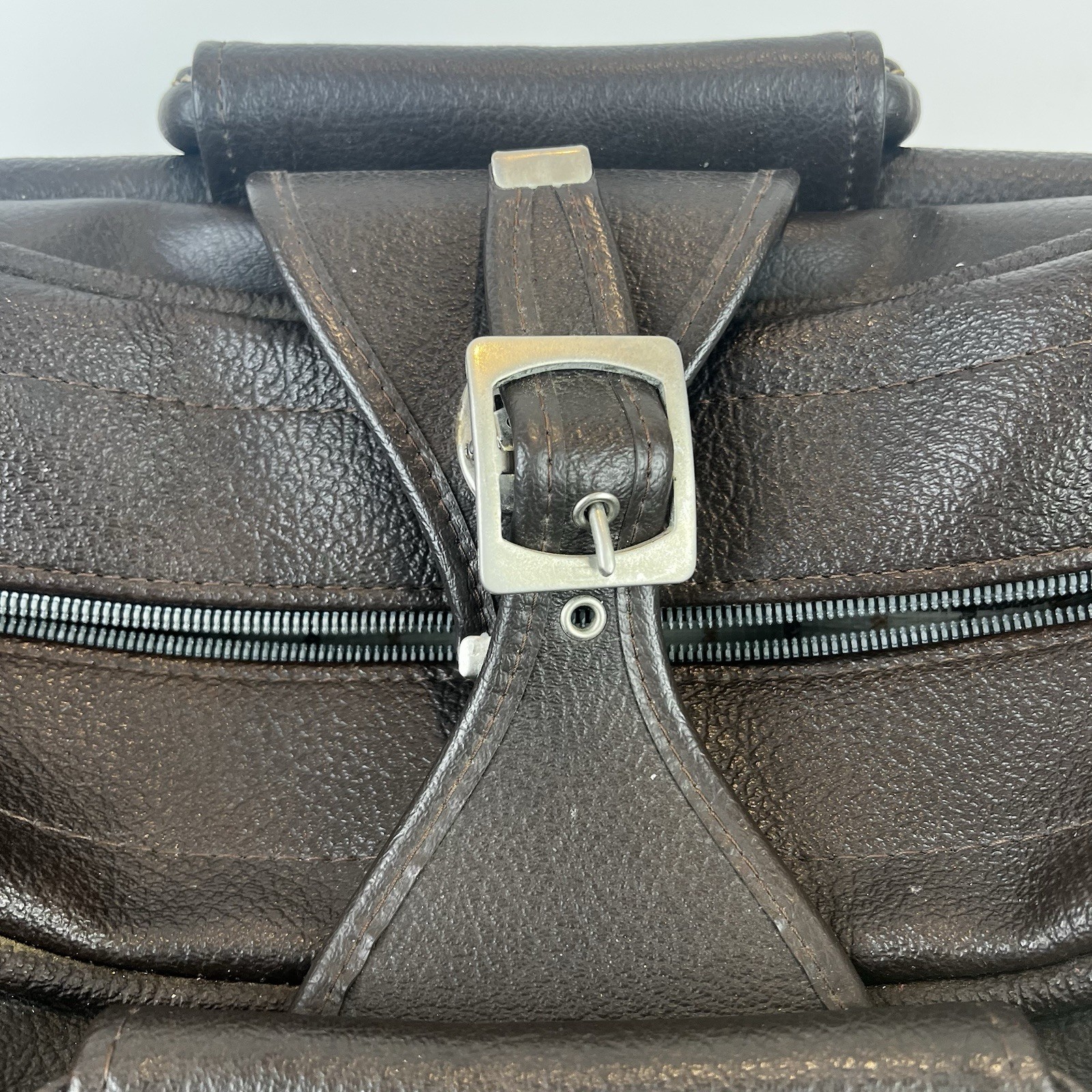 VTG 1970’s American Tourister Brown Leather Tiara Weekender with Plaid Interior