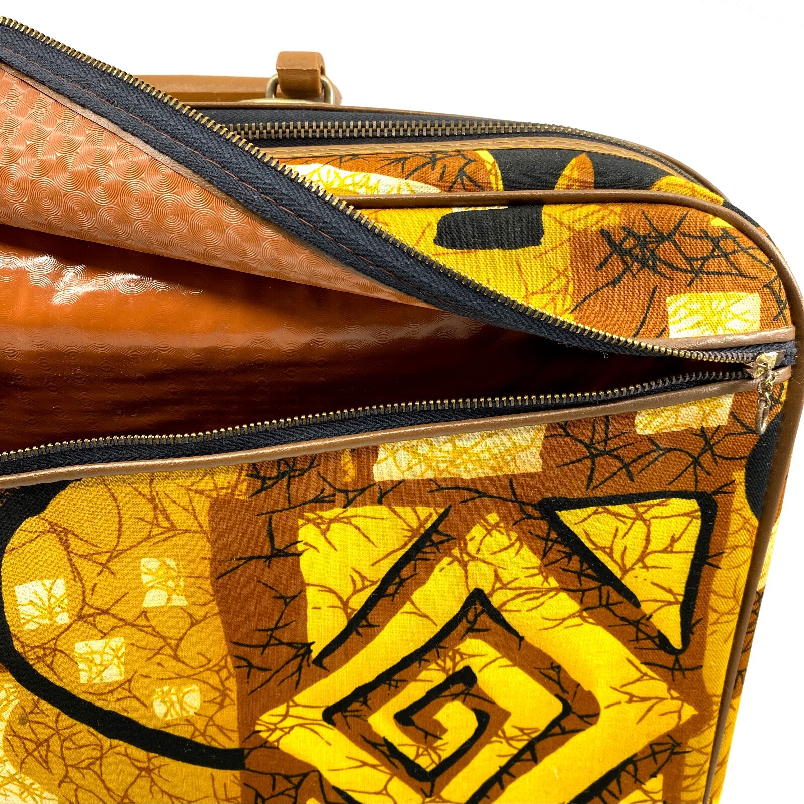 Vintage 1960 Abstract Mod Fabric 3 pc Travel Luggage Suitcase Japan Bag Bazaar