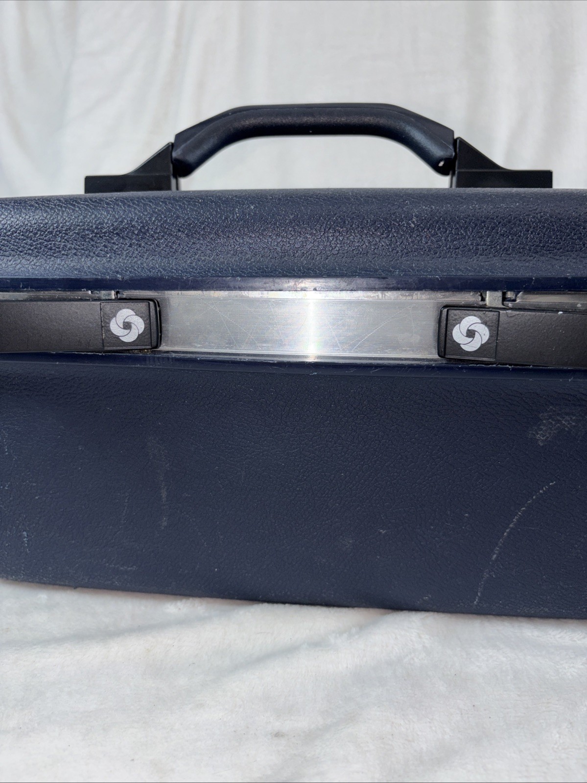 Vintage Samsonite Sentry II Navy Blue Train Case Makeup Trunk Mirror Hardshell