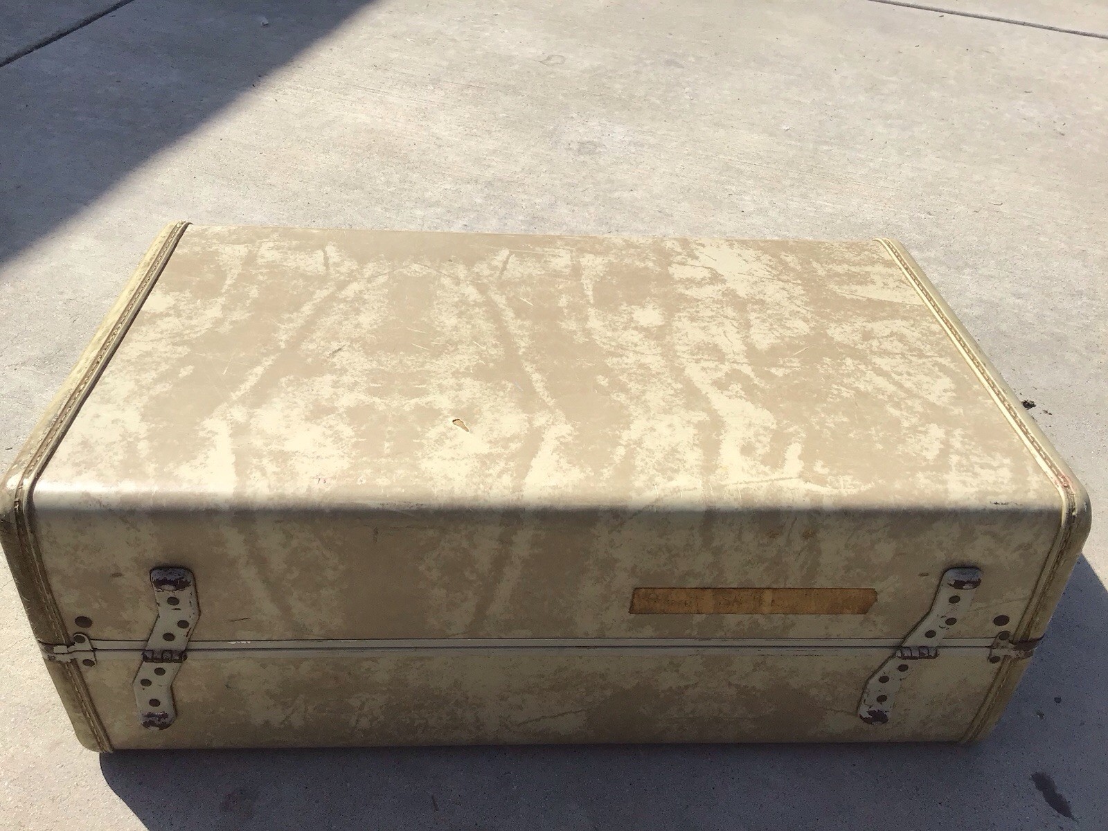 Vintage 1950’s Samsonite Shwayder Brothers Marble Cream Suitcase Luggage