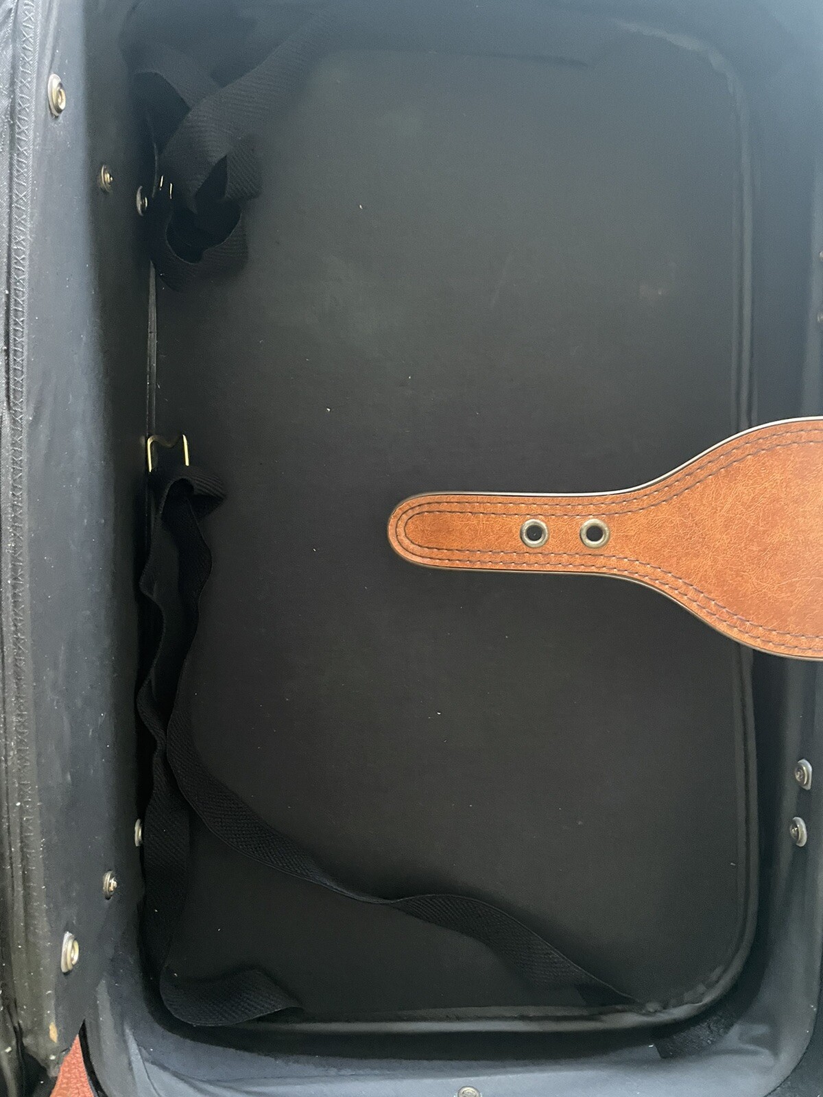 Vintage Luggage – Brown Leather Rectangle Suitcase W/ Strap Down Buckle 21”x14”