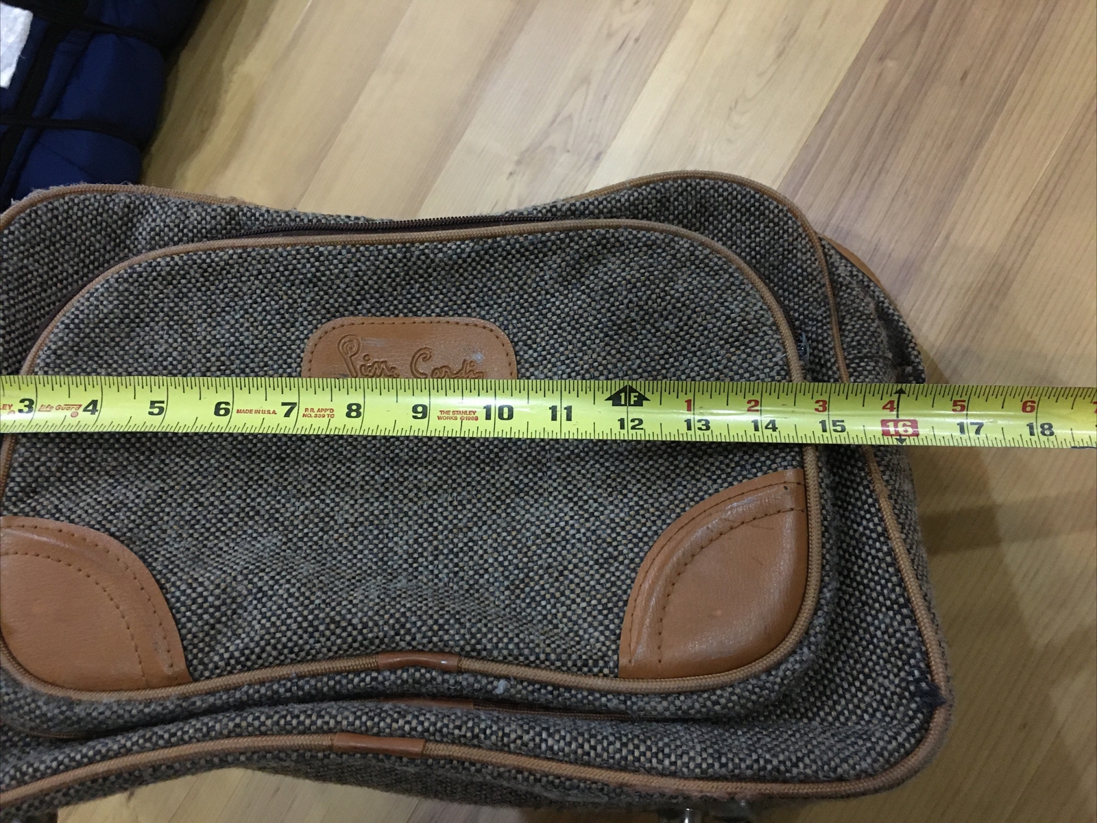 VTG 80s Pierre Cardin Brown Tweed Carry-On Shoulder Bag Strap Weekend Travel