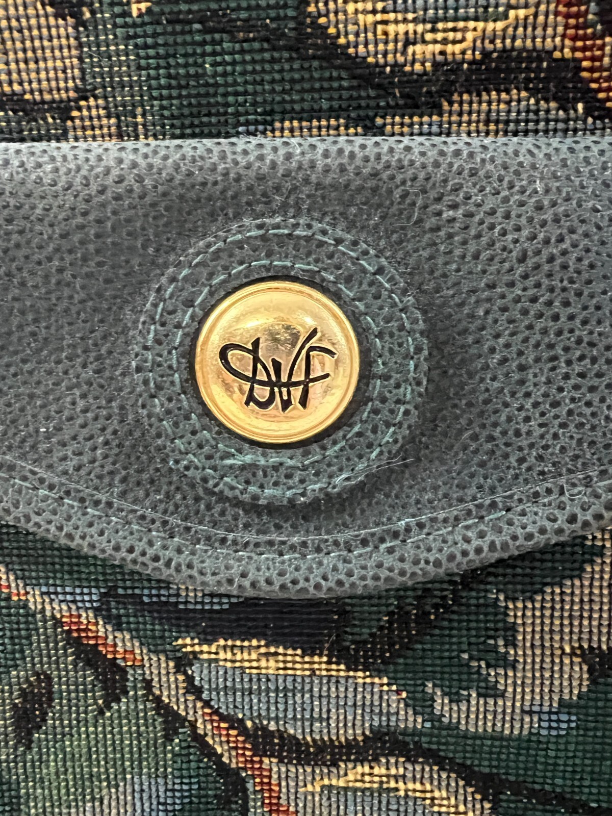 DVF Diane Von Furstenburg Green Floral Travel Bag Carry On Bag Shoulder Strap