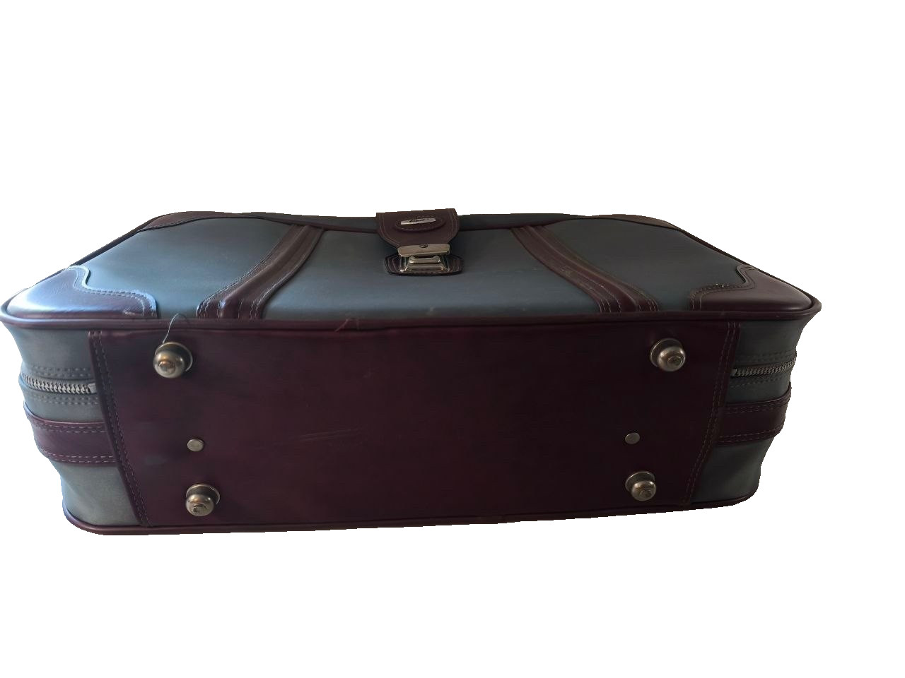 Vintage Verdi Suitcase / Carry-on Luggage – Dark Grey & Burgundy Leather Accents