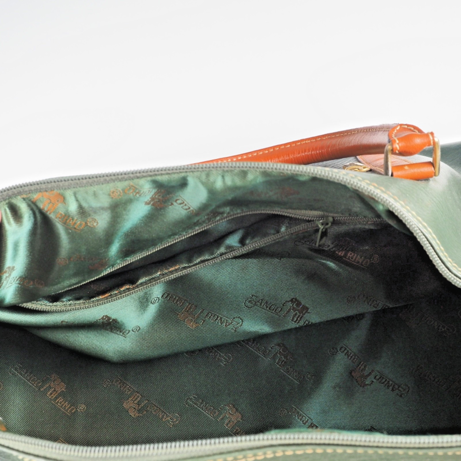 Vintage Franco Rino Green Faux Leather Boston Bag Travel Luggage Retro 80s
