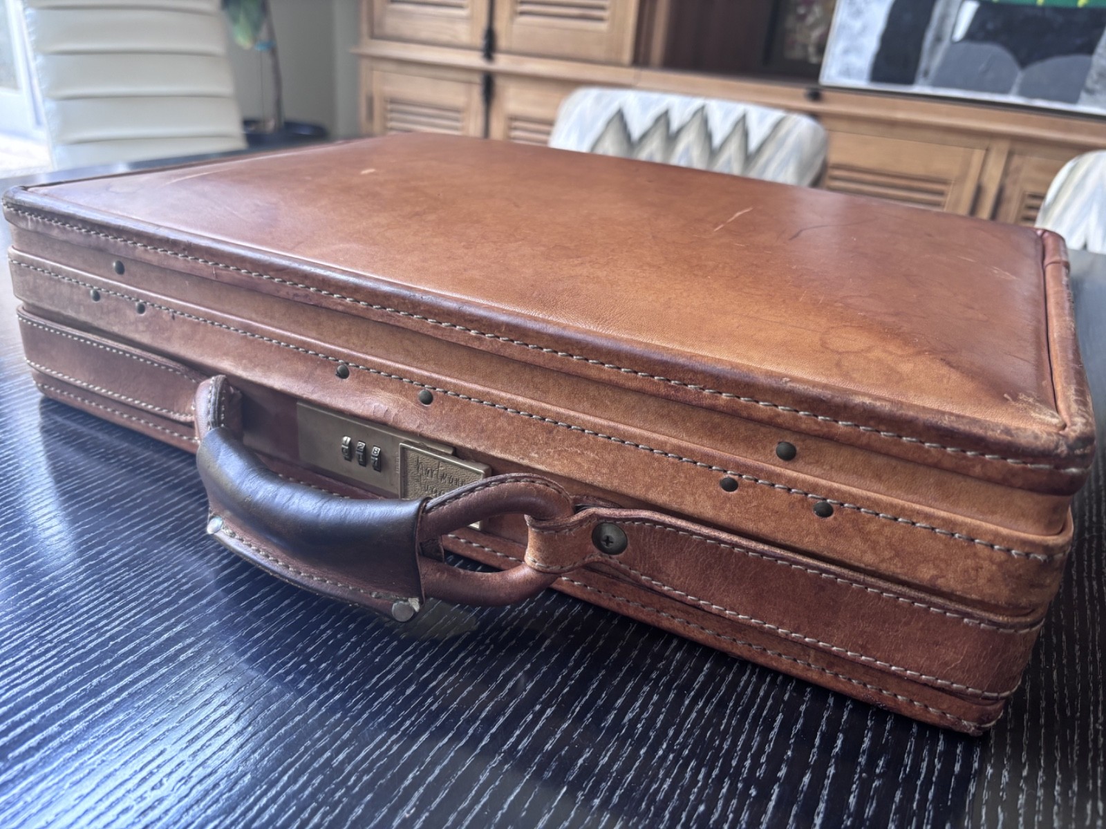 Vintage Hartmann Luggage Natural Belting Leather Briefcase – Combination Lock