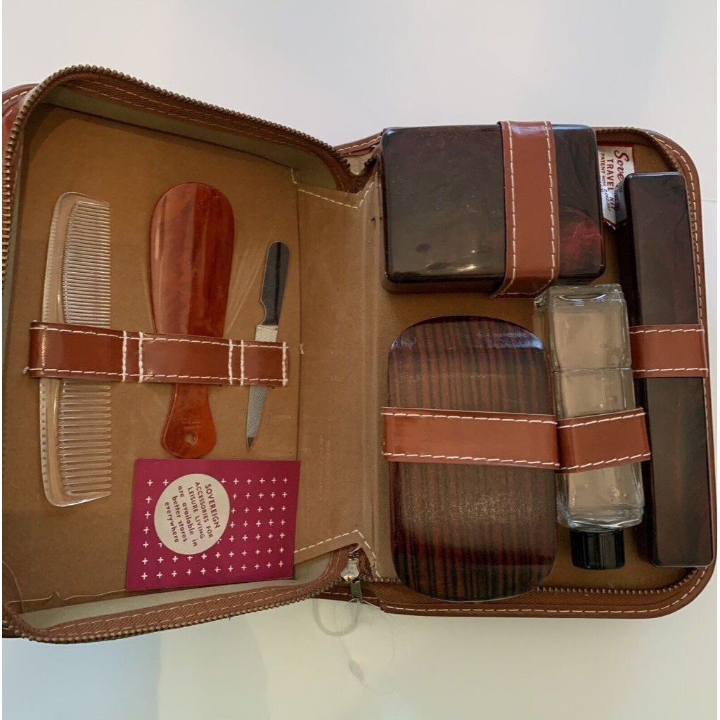Vintage Sovereign Zip Around Travel Case New Old Stock Midcentury Toiletry Case