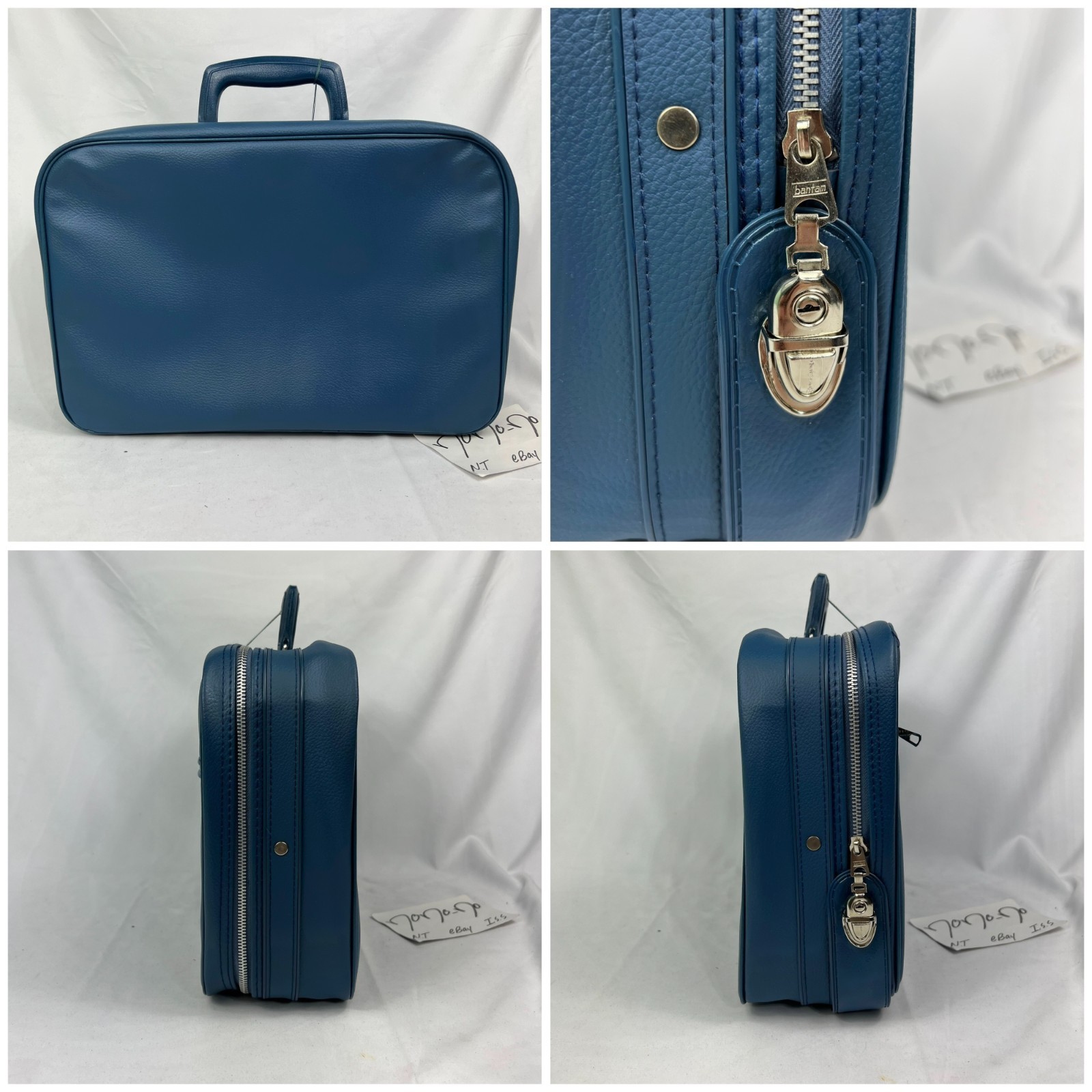 Bantam Travelware Suitcase Set 3pc Blue Luggage Bag Carry On Briefcase Vintage 6