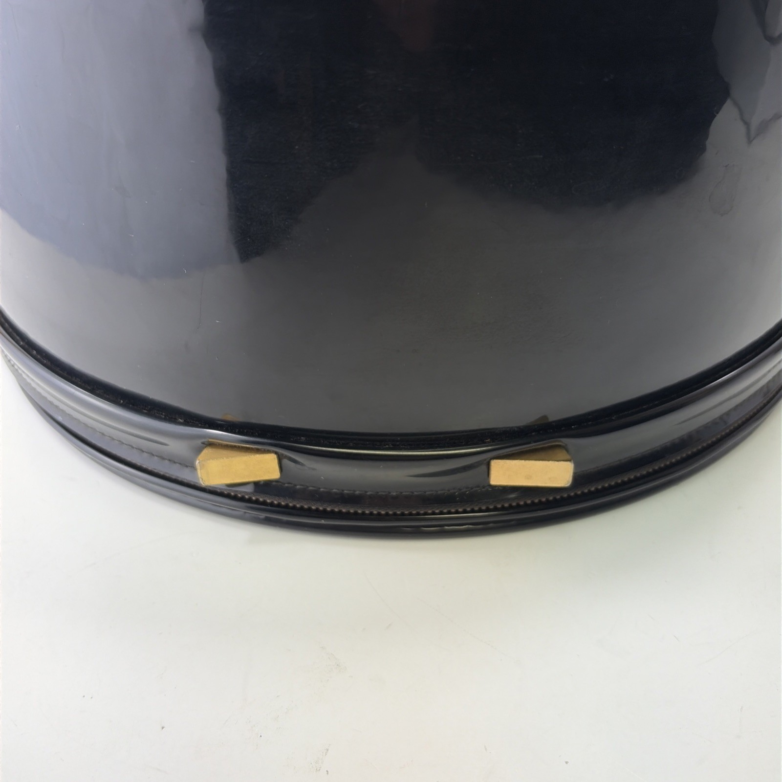 Vintage Lark Droutman NY Round Black Hat Box Train Luggage 12” With Key!