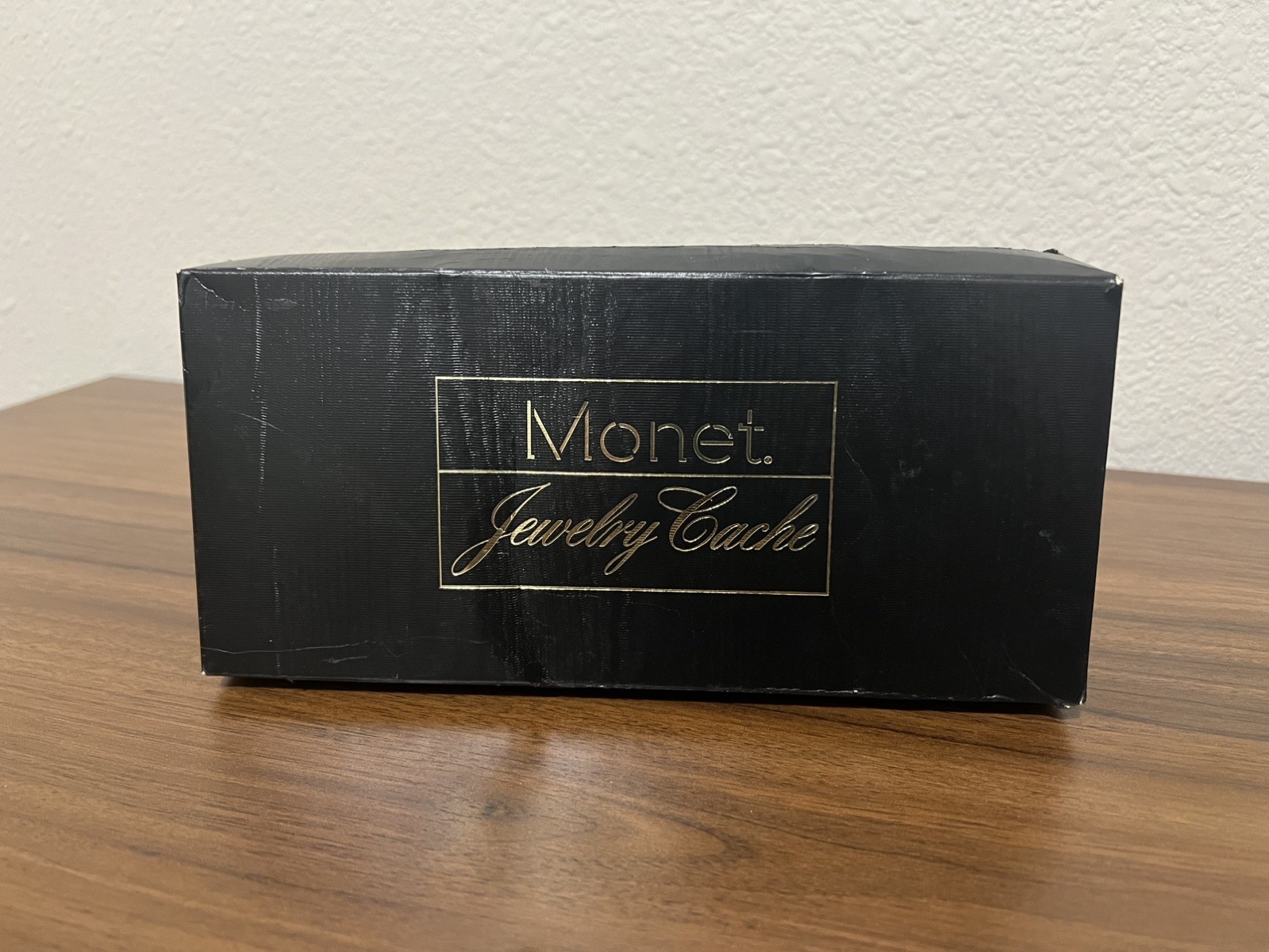 Vintage Monet Jewelry Cache Travel Case Soft Side Black Original Box