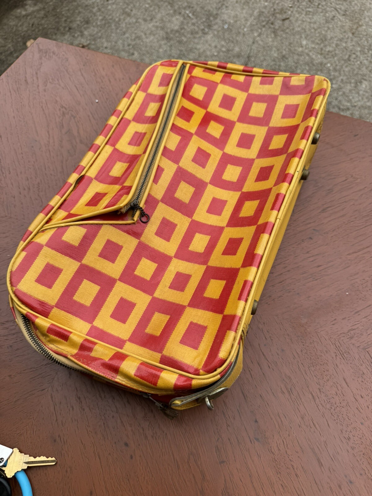 Vintage Retro Small Suitcase Carrying Case Trunk Mid Century Youth Park Japan