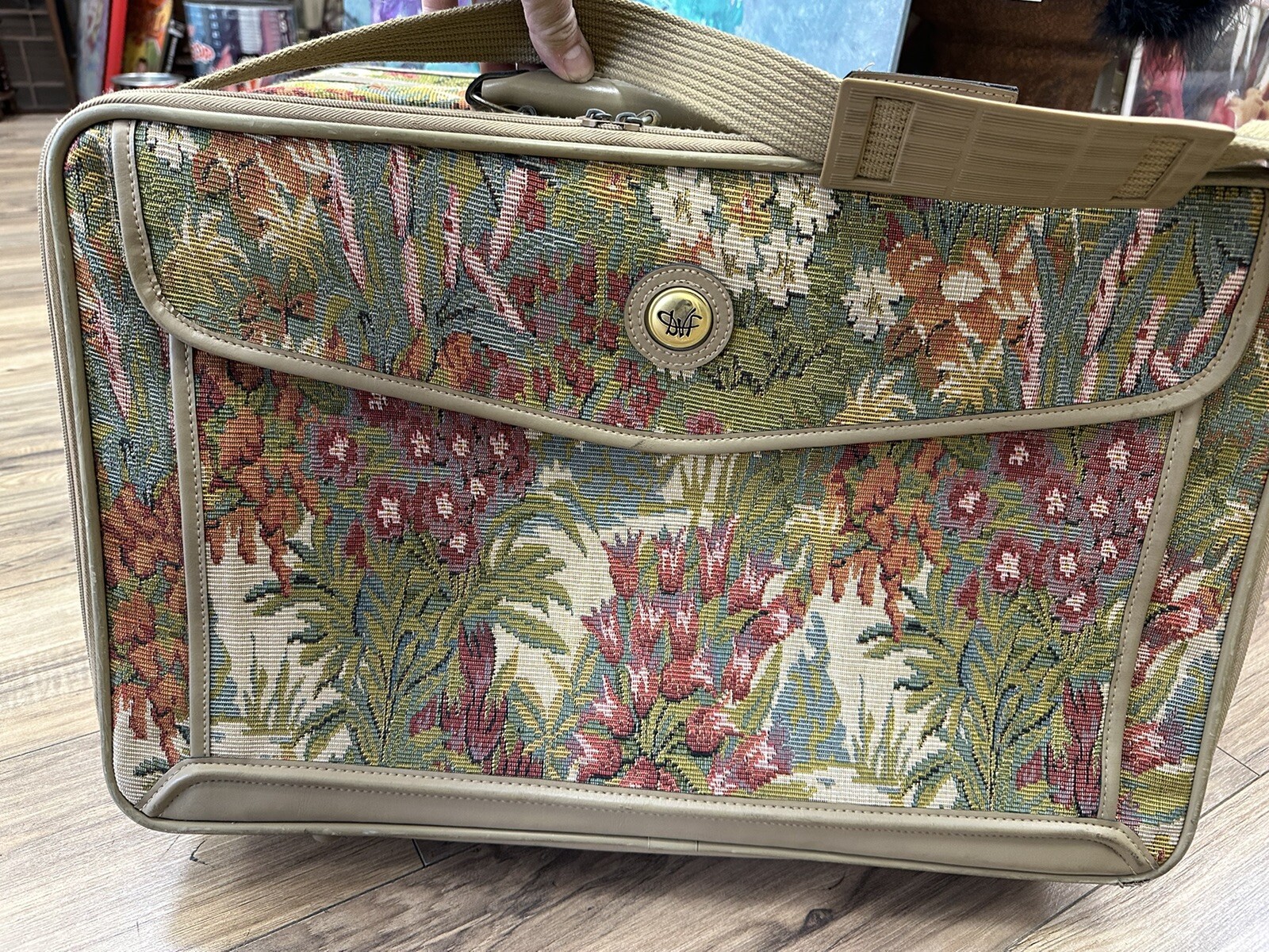 Set 2 Vintage 80s Diane Von Furstenberg Tapestry Floral Suitcases Bags