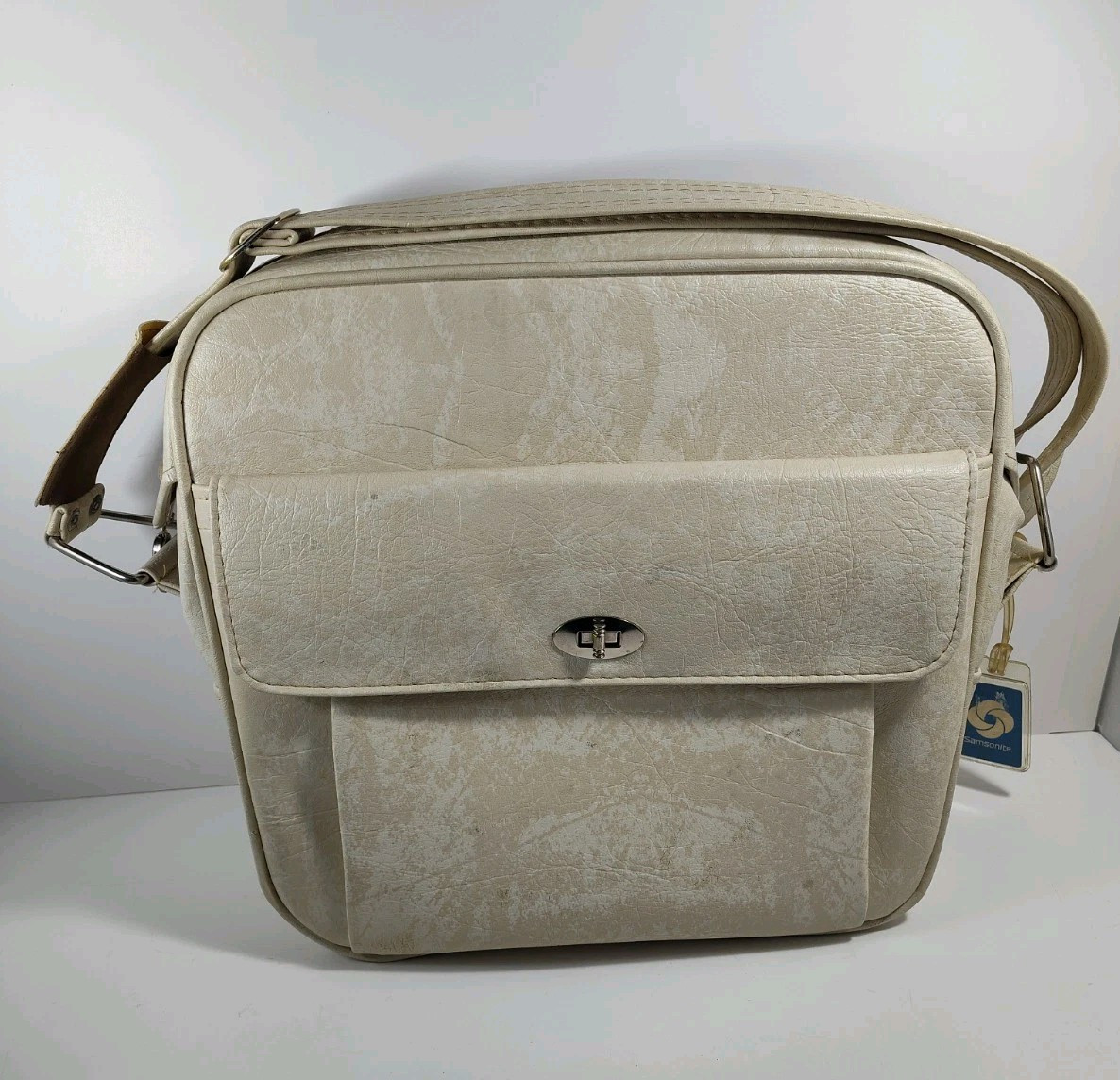 Vintage Samsonite Silhouette Travel Bag Faux Leather Shoulder Overnight Carry On