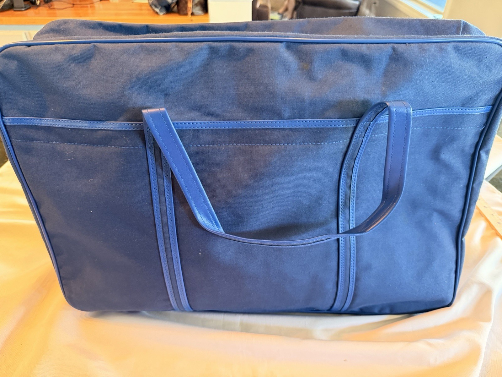 Vintage 1970s RARE NWT Pierre Cardin Large Blue Nylon Luggage Suitcase Bag
