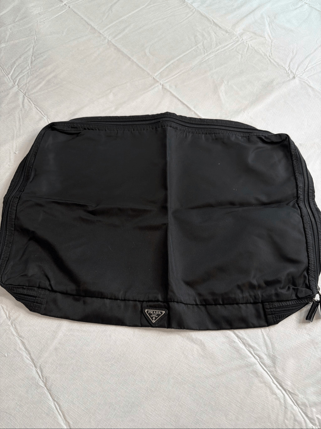 Prada Black Nylon Garment Bag Travel Suit Carrier Foldable Made In Italy