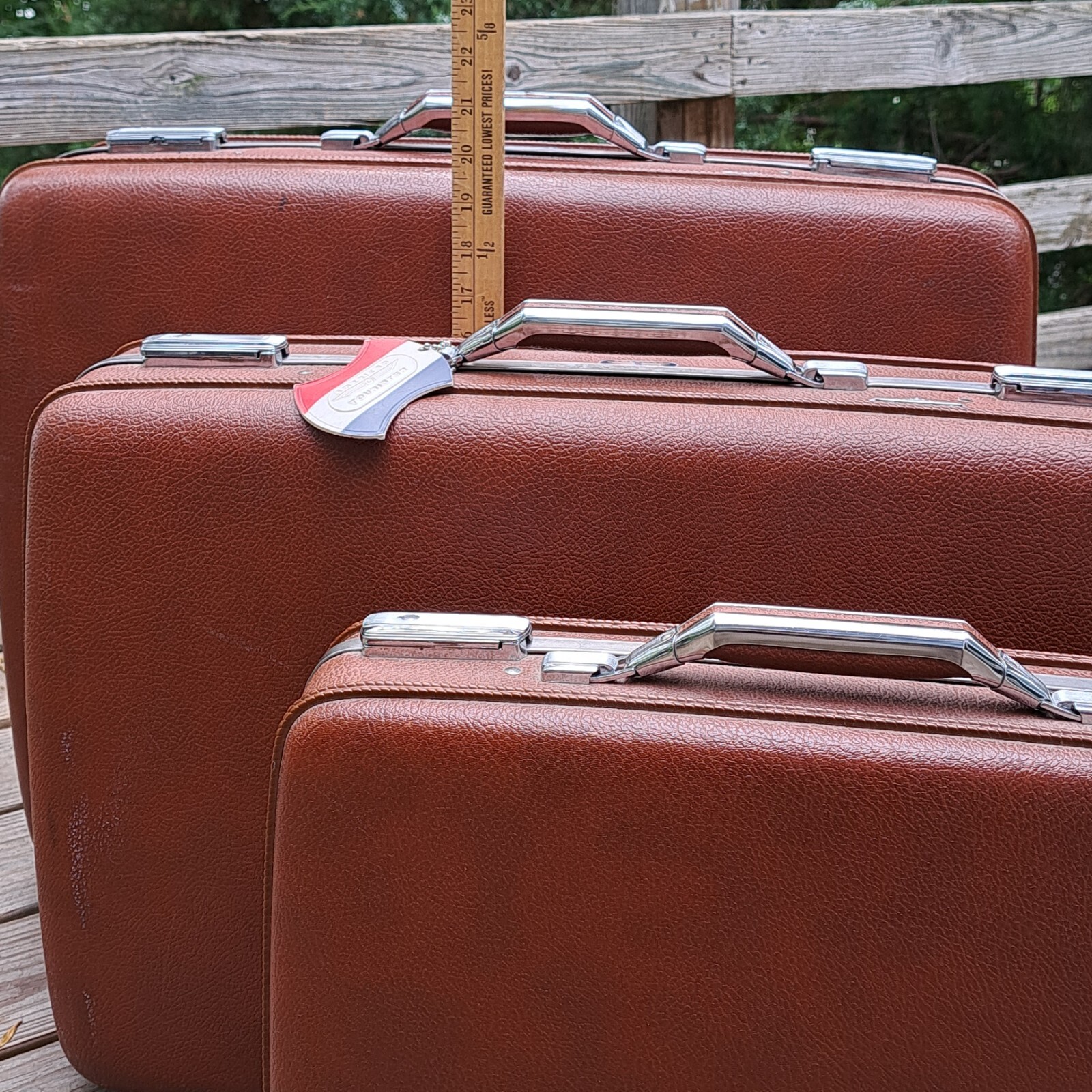 VTG American Tourister Tiara 3 pc Luggage Set Brown Suitcases & Rare Briefcase