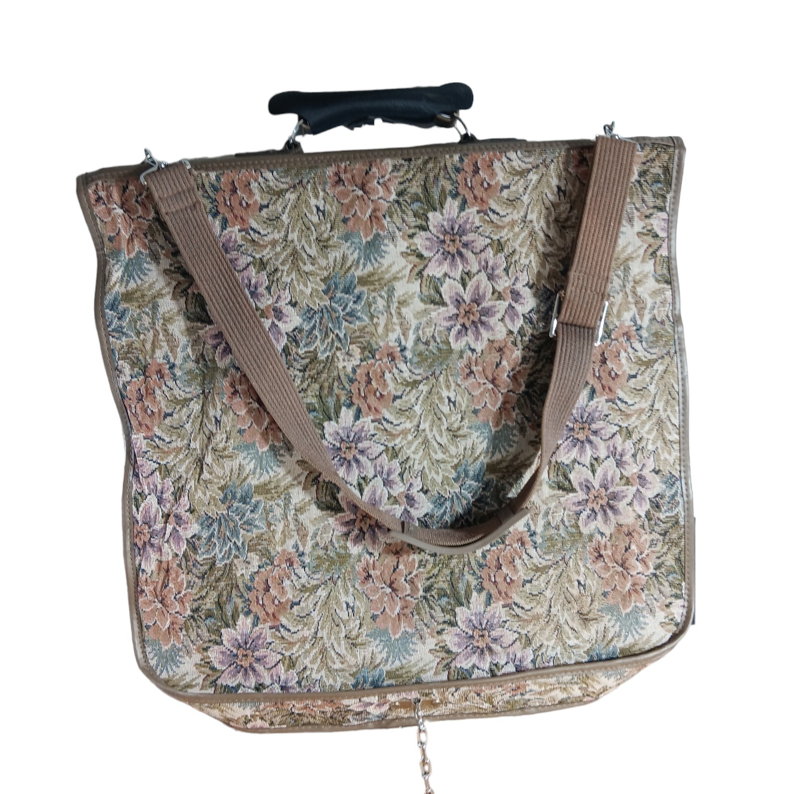 Vintage Jordache Tapestry Travel Set Floral Print Weekender Suitcase Garmet Bag
