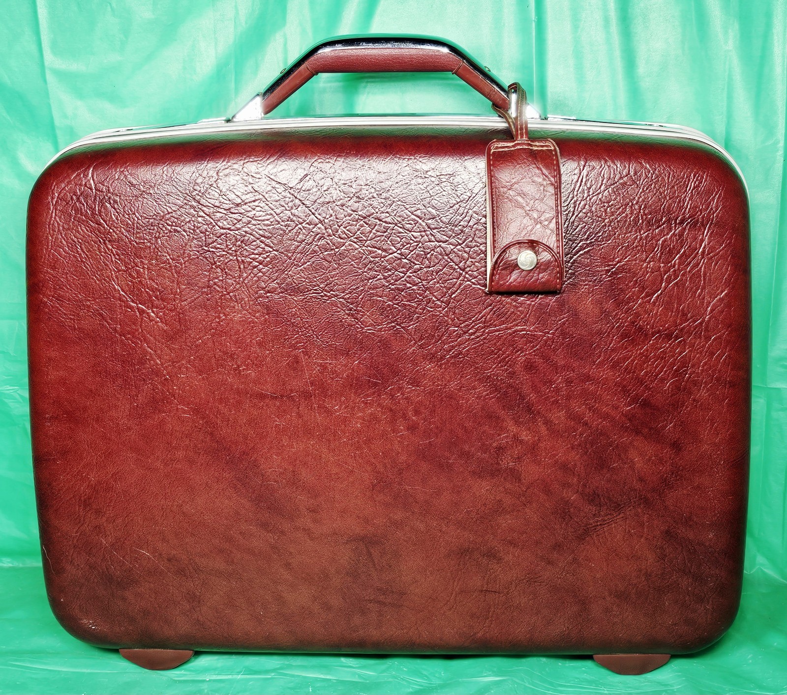 ***Vintage Samsonite Silhouette II Hard Shell Suitcase Brown MCM Luggage -No Key