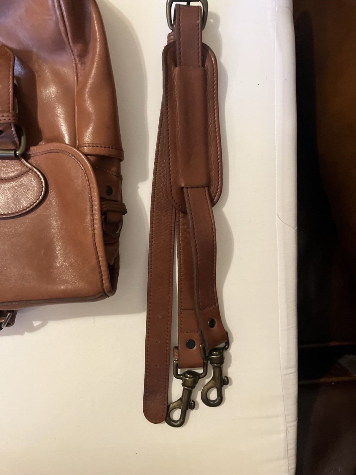 Lands End Vintage Brown Leather Messenger Tote Handbag Travel Briefcase England