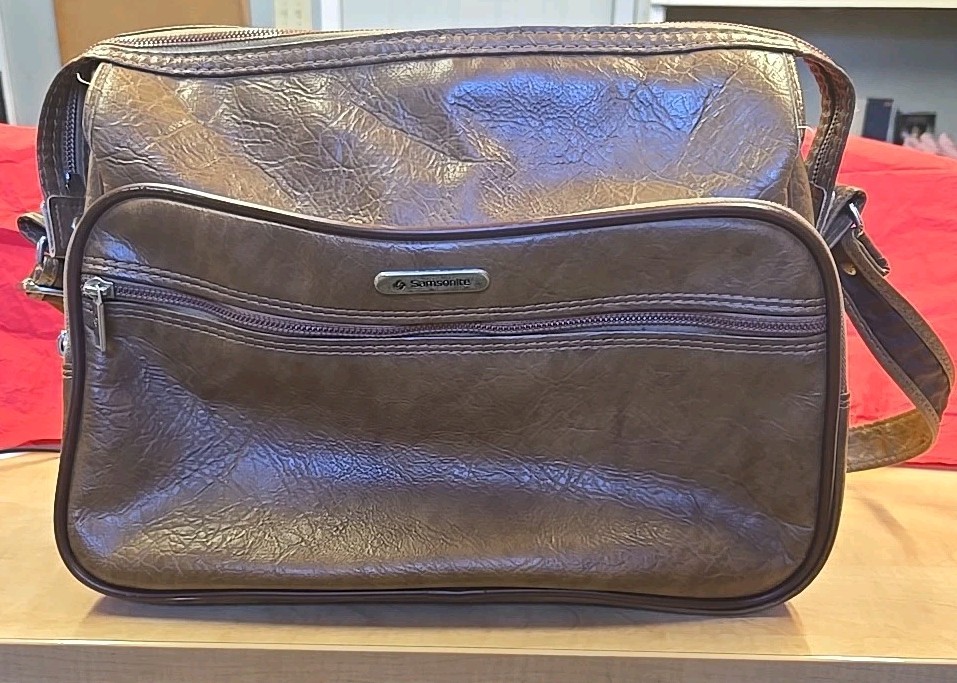 Vintage Samsonite Silhouette Brown Crossbody Messenger Bag Carry On MCM Retro