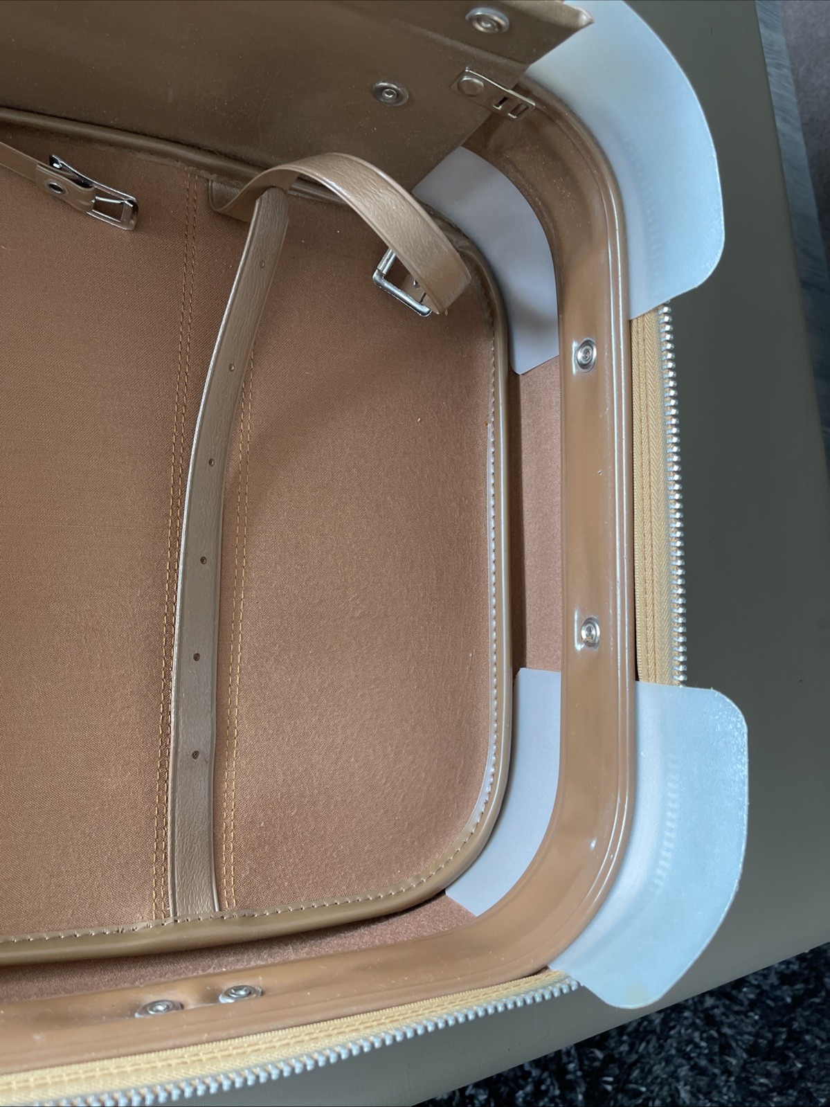 American Tourister Overnight Luggage Faux Leather Brown Bag Vintage