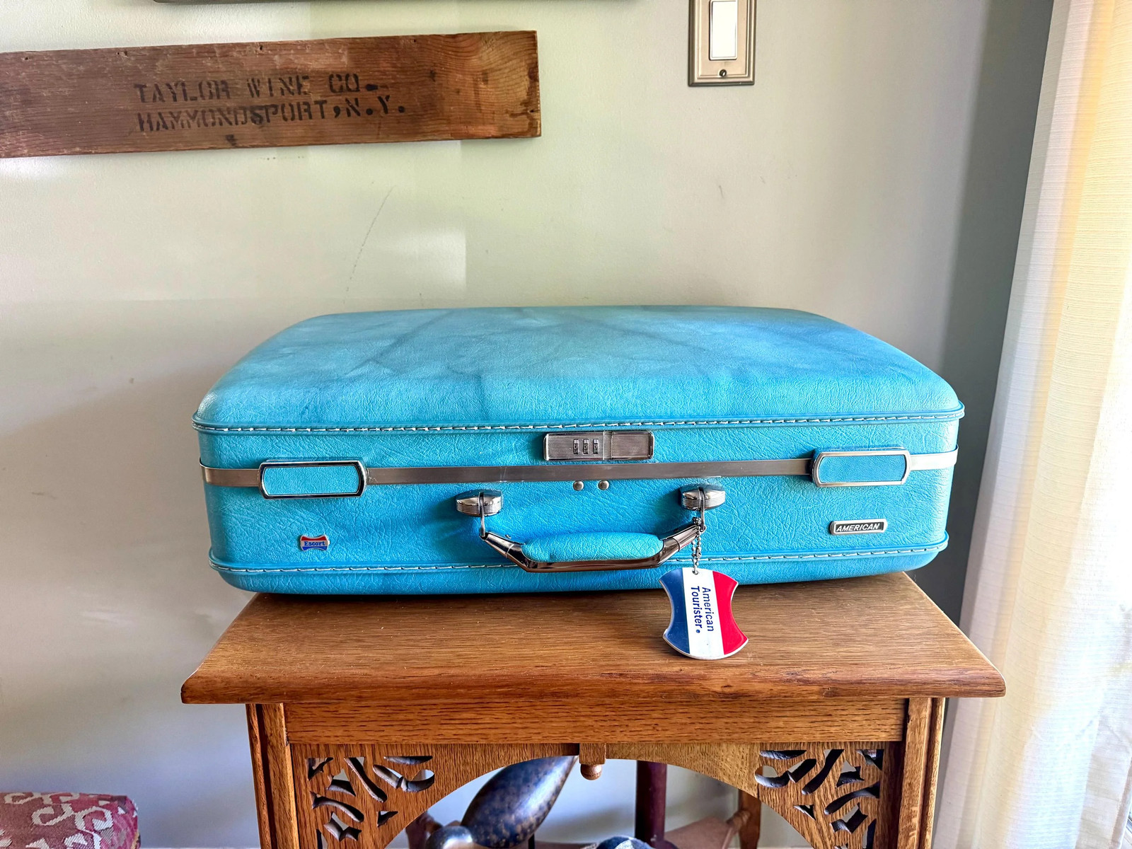 Vtg American Tourister Turquoise Marbled Luggage | American Tourister Suitcase